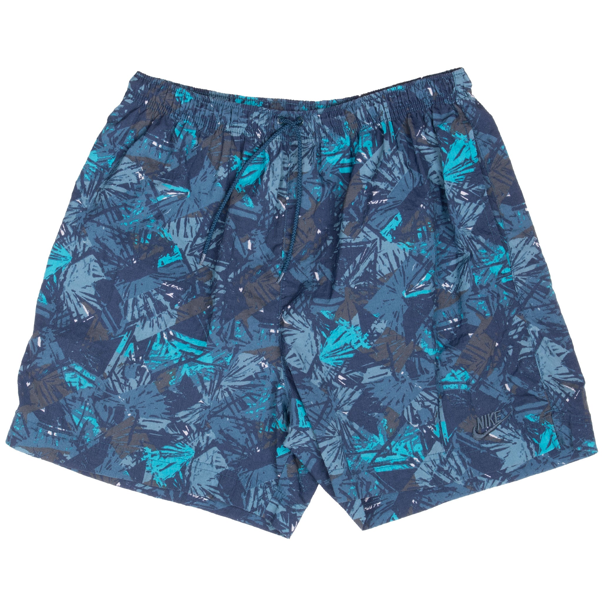 Vintage Nike Swoosh Blue Leaf Print Swimming Shorts Trunk 1990S Size Medium