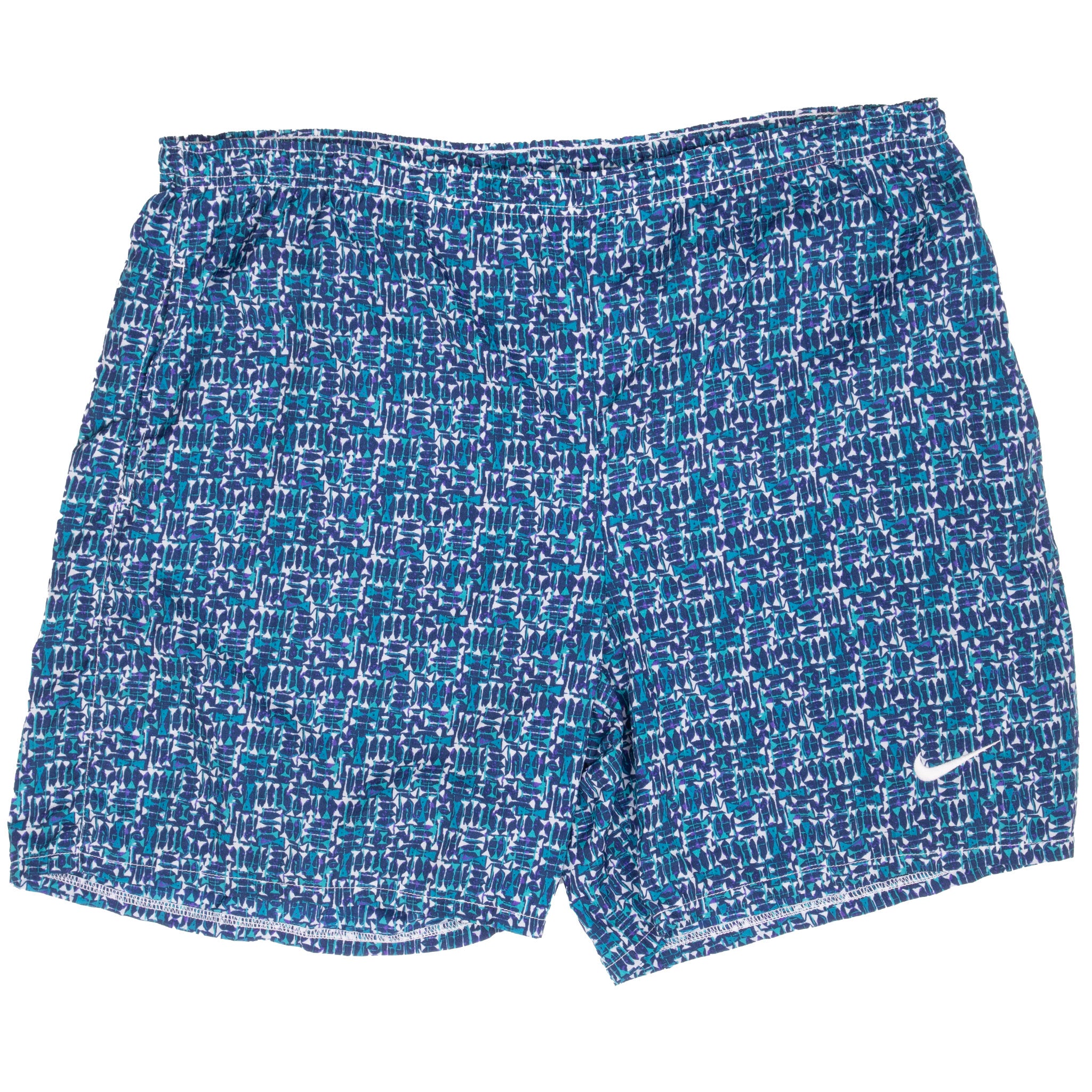 Vintage Nike Swoosh Blue Monogram Swimming Shorts Trunk 1990S Size XL