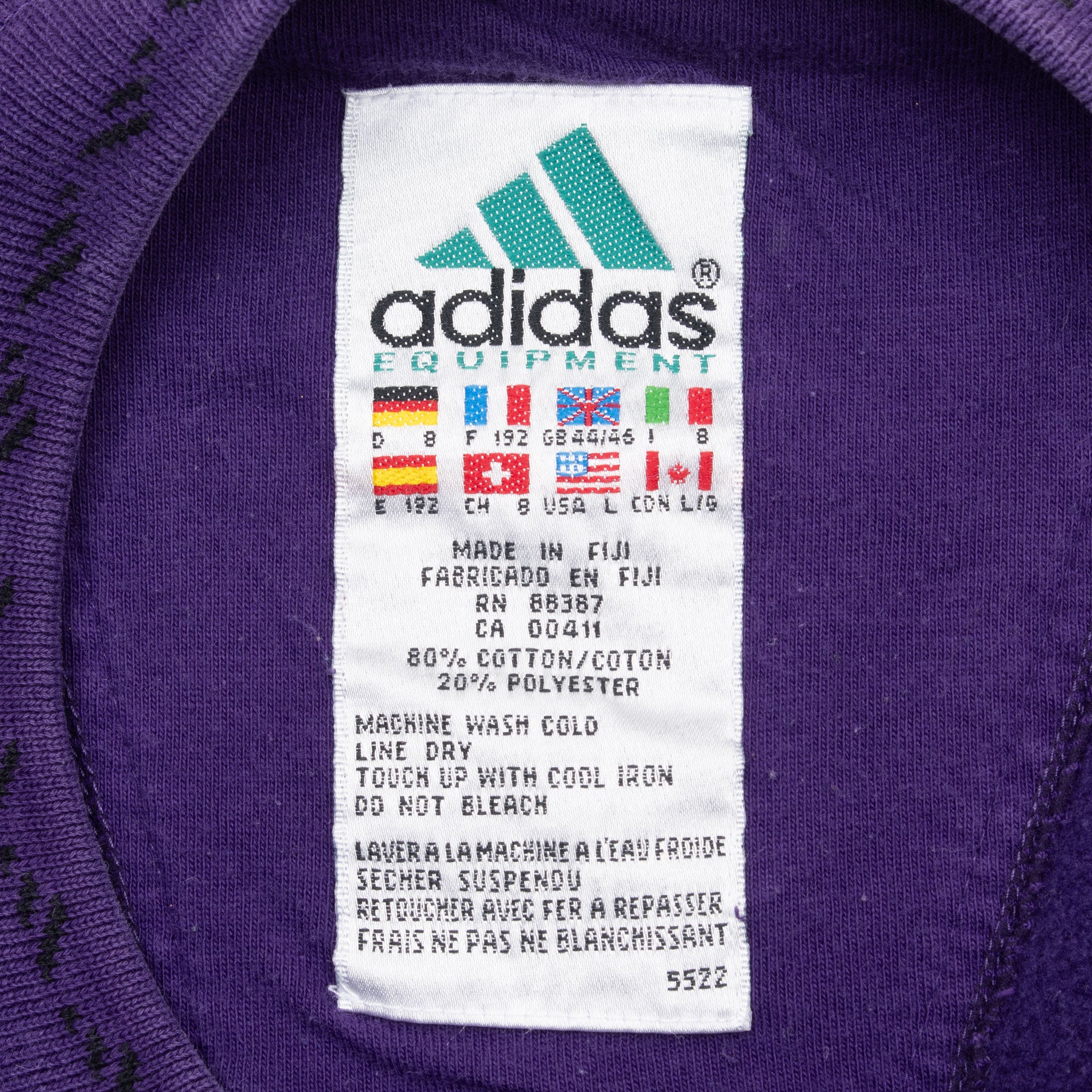 Vintage Adidas Equipment Purple Sweatshirt 1990S Size Large