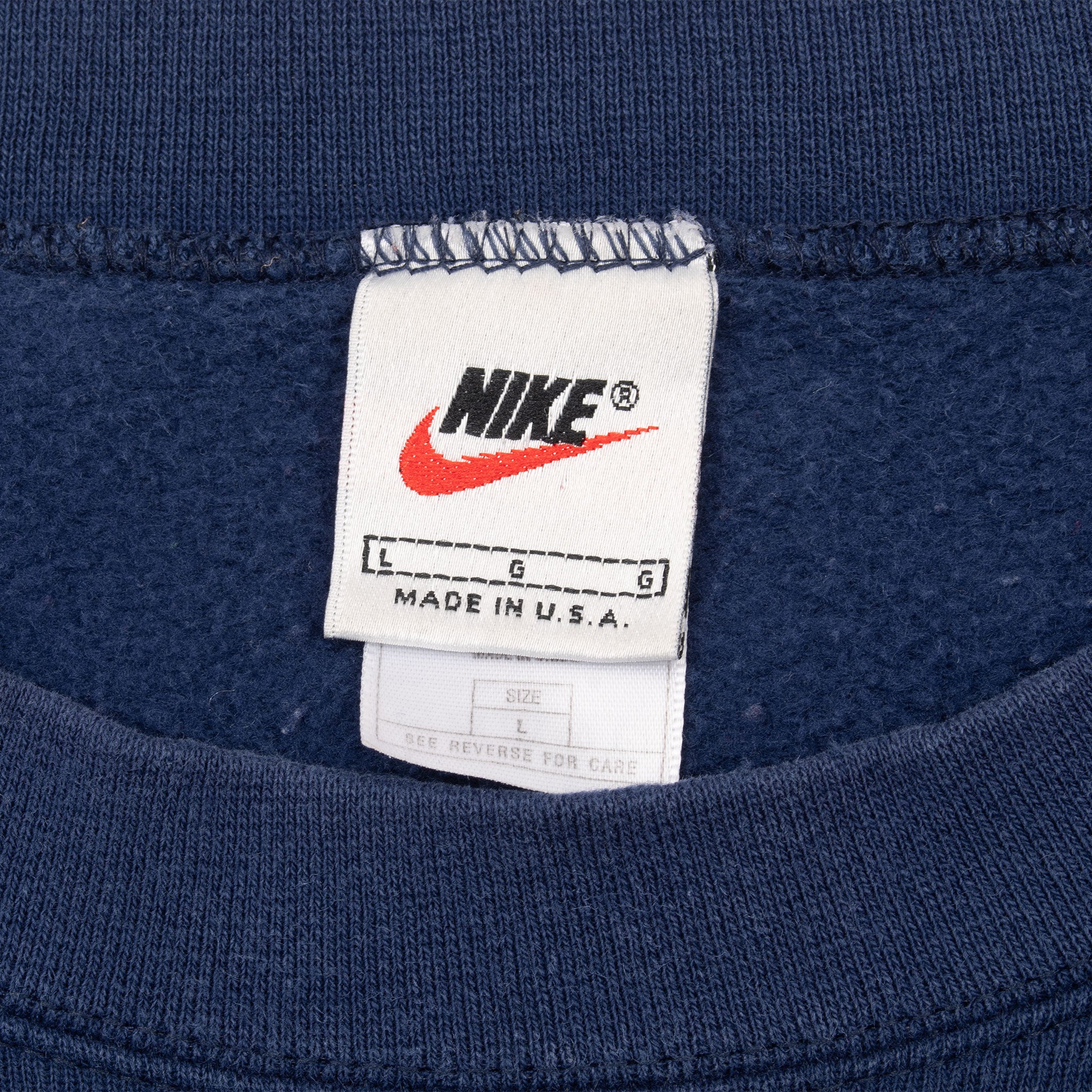 Vintage Nike Big Swoosh Navy Blue Sweatshirt 1990S Size Large Made In Usa