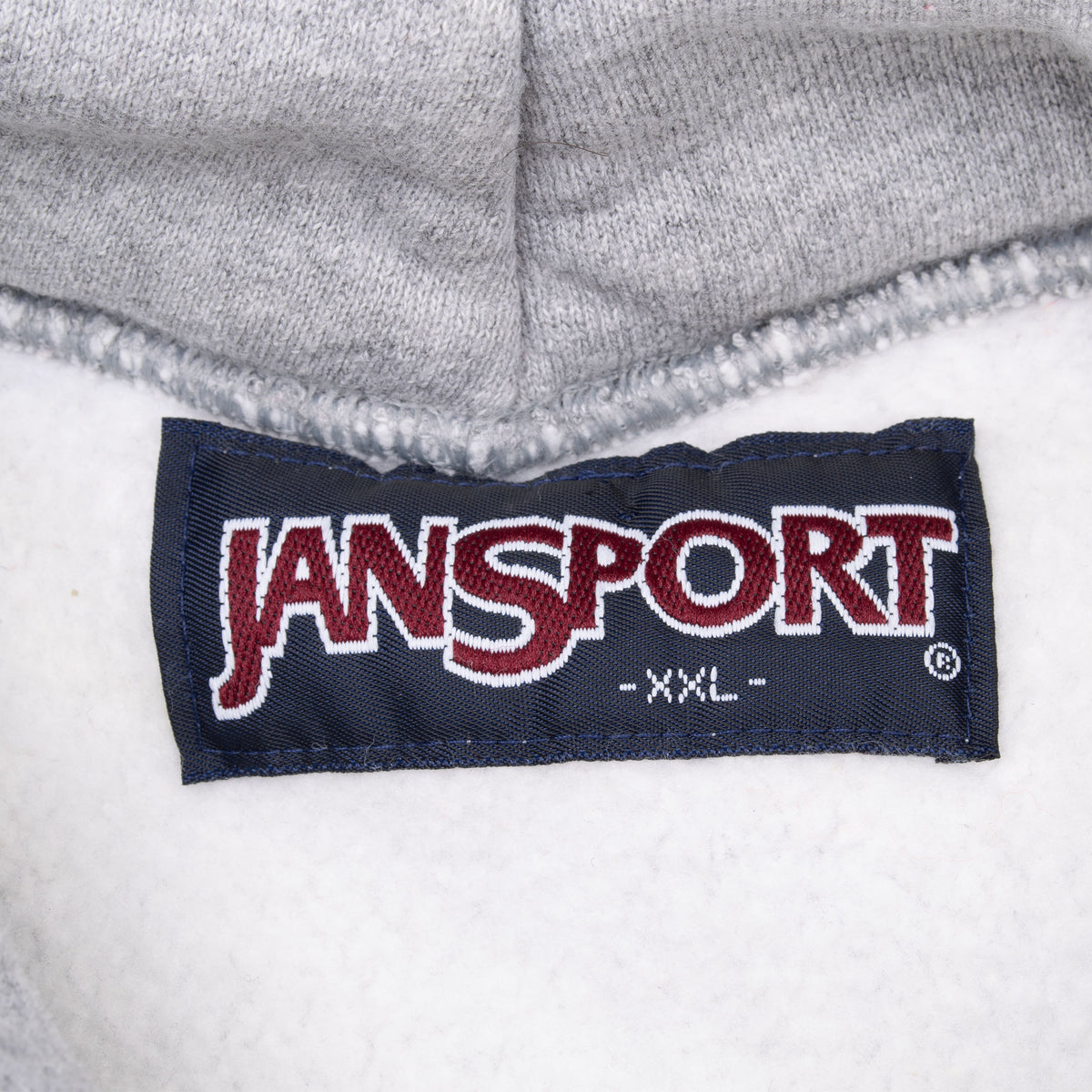 Jansport XXL neck label inside Western Michigan University hoodie