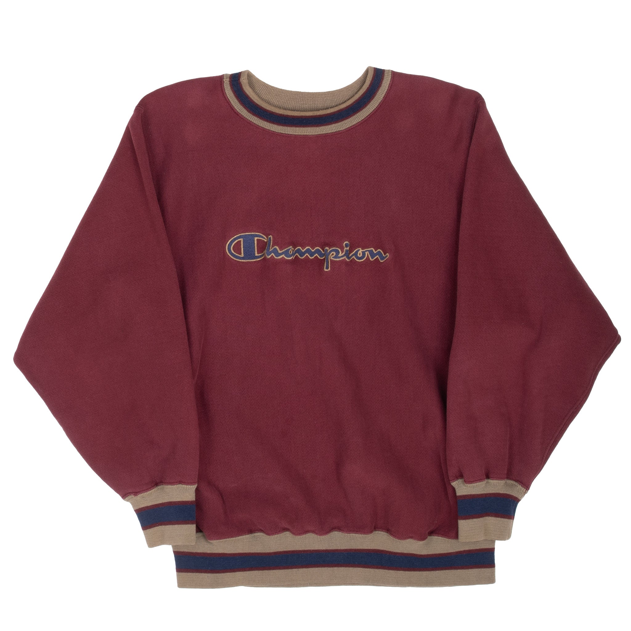 Vintage Champion Spellout Reverse Weave Burgundy Sweatshirt 1990S Size Large Made In Usa