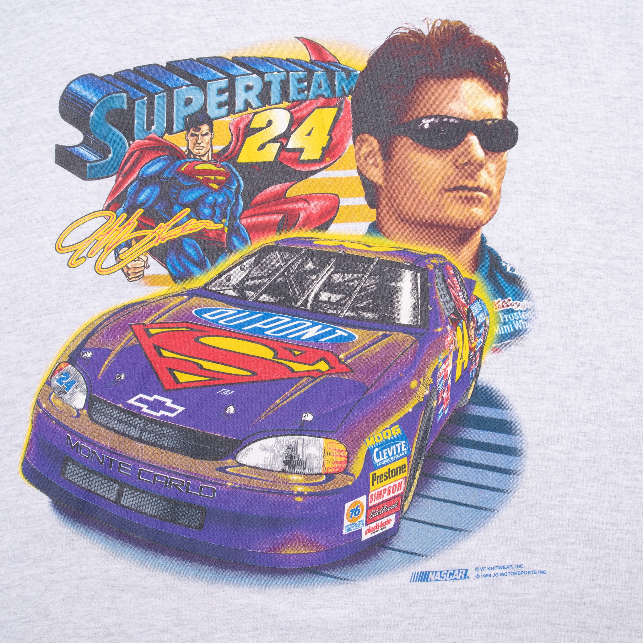 Vintage Nascar Jeff Gordon Dupont 1998 Grey Tee Shirt Size 2XL Made In USA