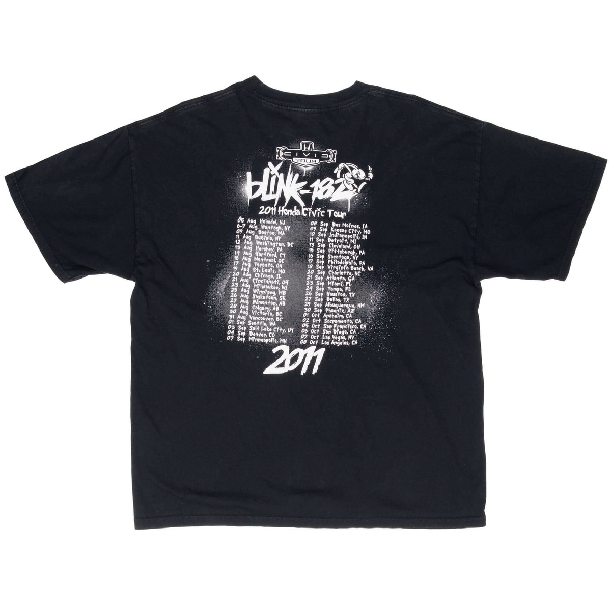 Vintage Blink 182 Honda Civic Tour 2011 Black Tee Shirt Size XL
