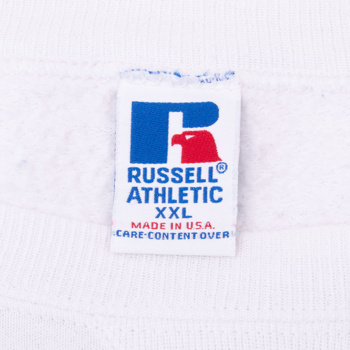 Russell Athletic XXL neck label on Texas A&M Aggies sweatshirt