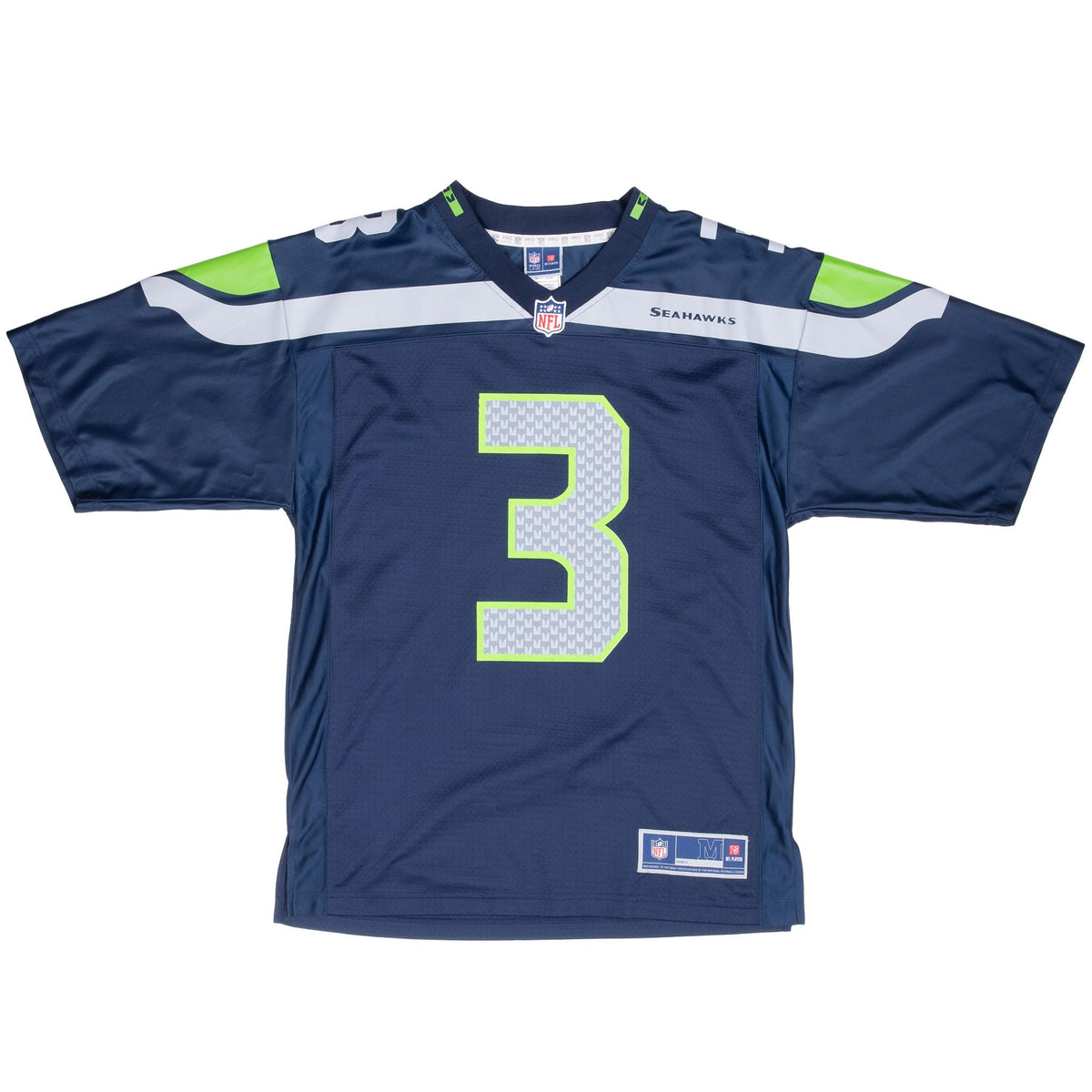 Front of navy Seattle Seahawks Russell Wilson number 3 NFL jersey