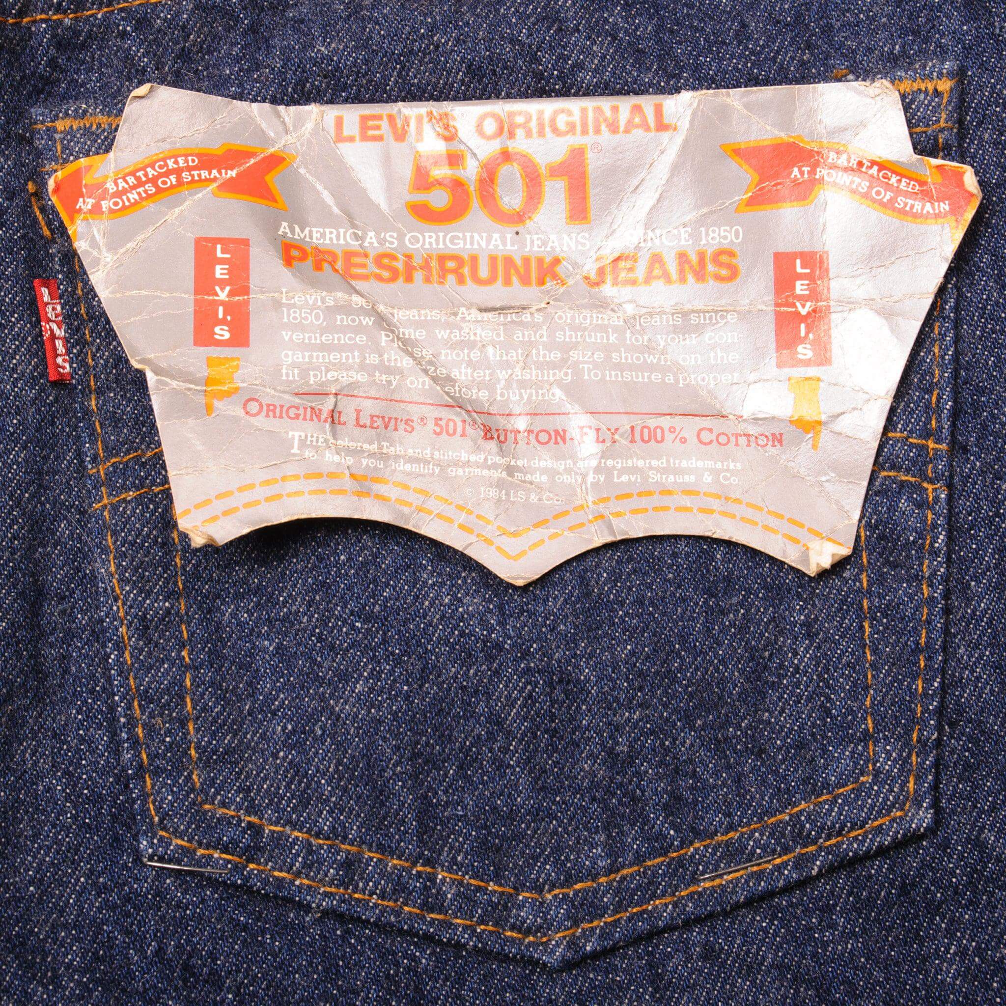 VINTAGE LEVIS 501 WOMEN PRESHRUNK JEANS INDIGO 1980's SIZE W33 L30 MADE IN USA NOS