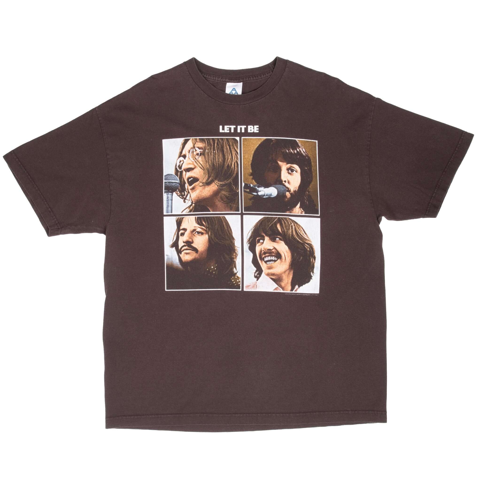 Vintage The Beatles Let It Be 2004 Brown Tee Shirt Size XL