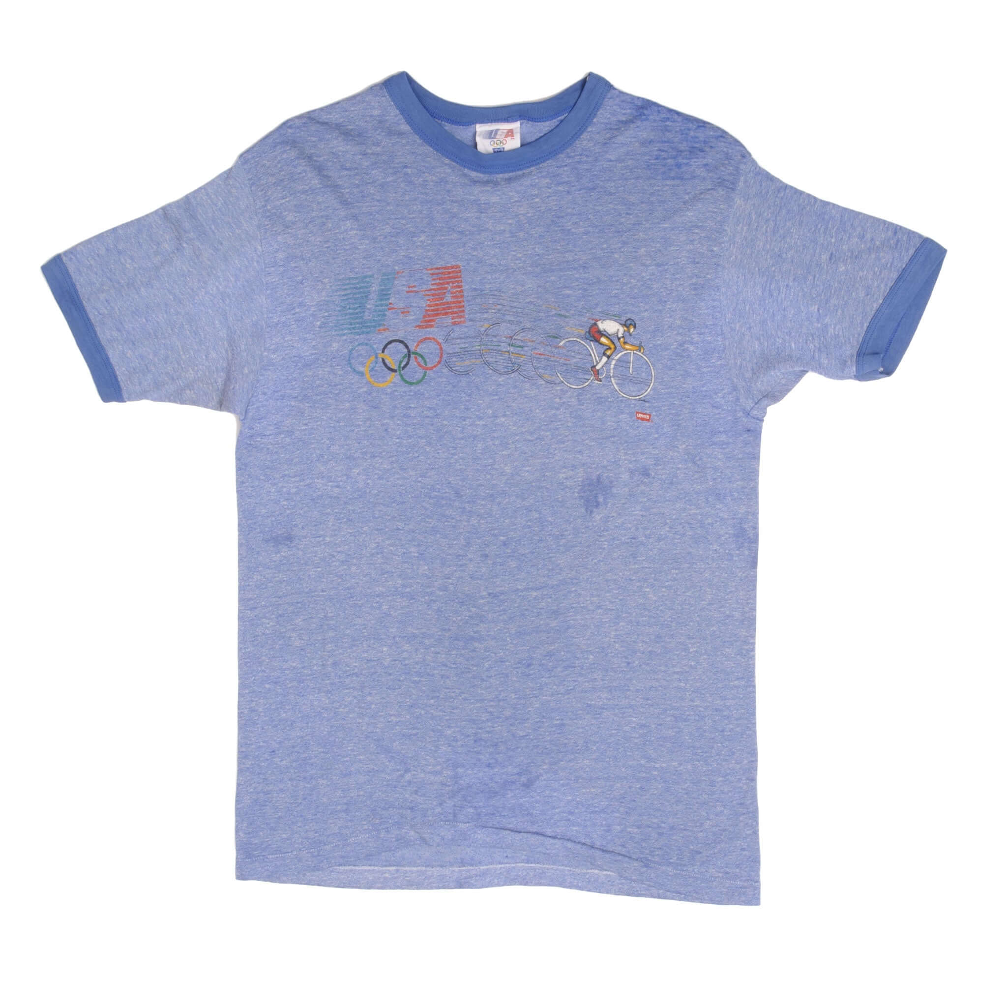 Vintage Levis 1980s Olympics Tee Shirt Size Medium Made In USA With Single Stitch