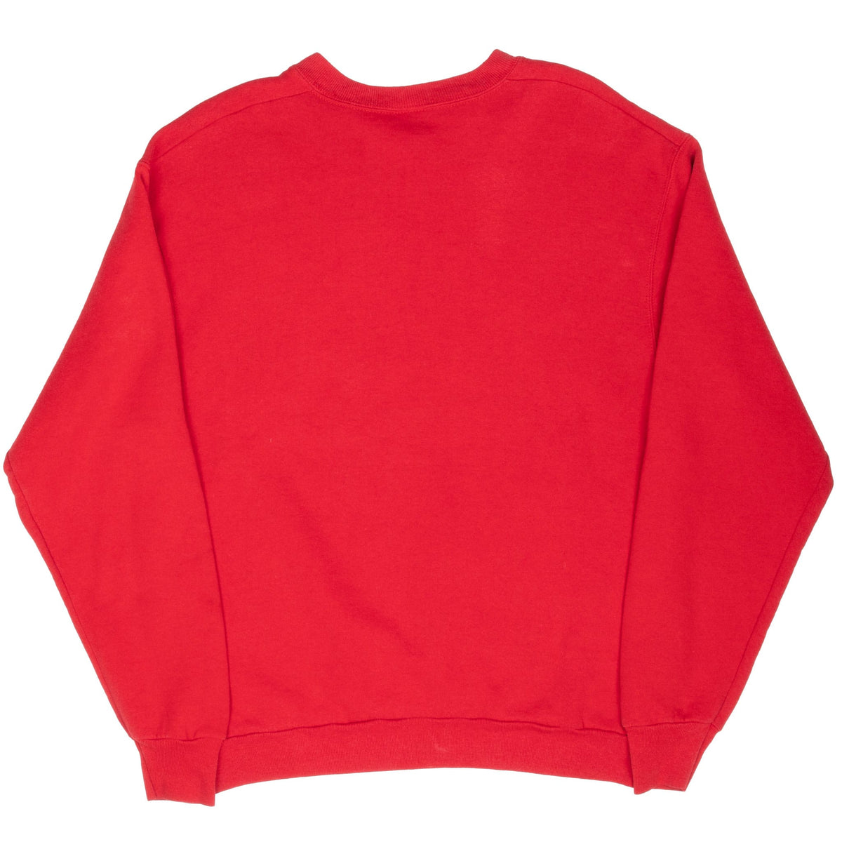 Back of red Chicago Bulls crewneck sweatshirt with no graphic
