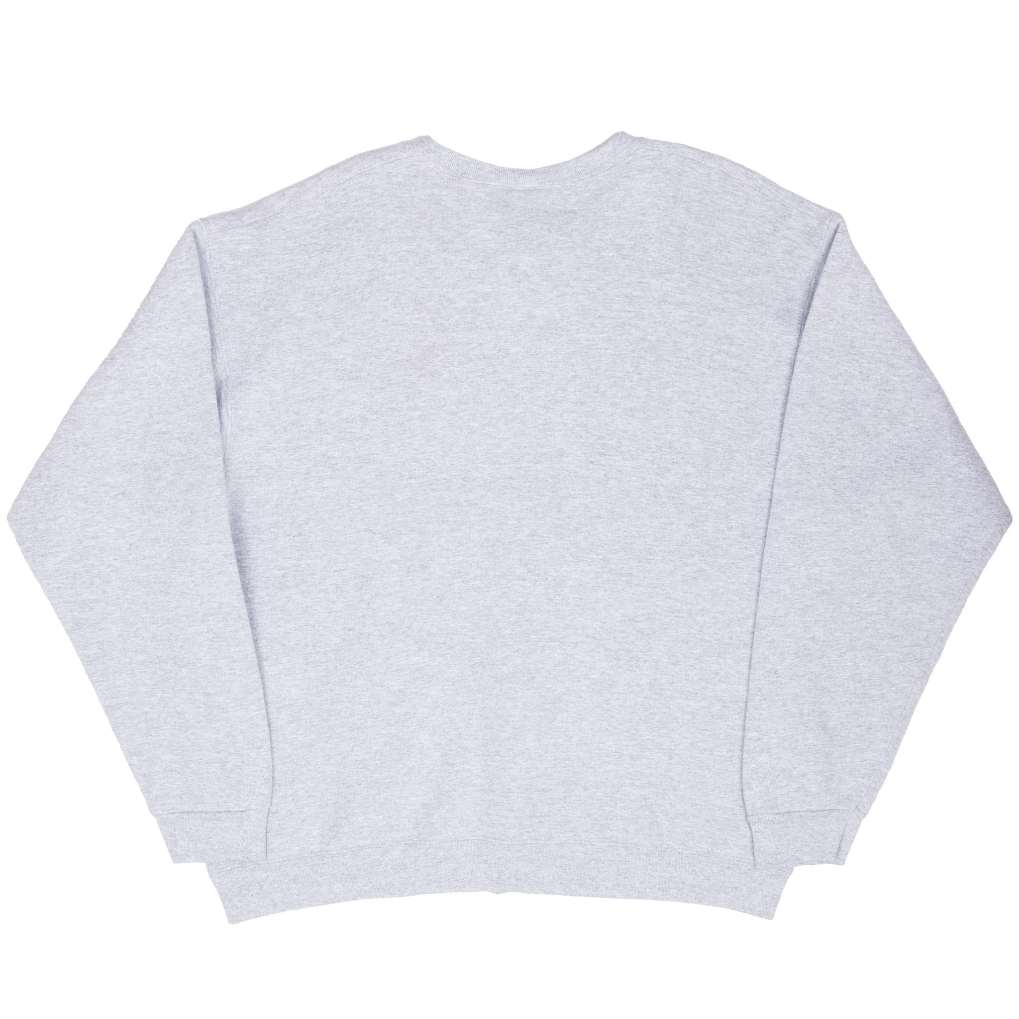 Back of grey Miami Dolphins crewneck sweatshirt with ribbed cuffs and hem