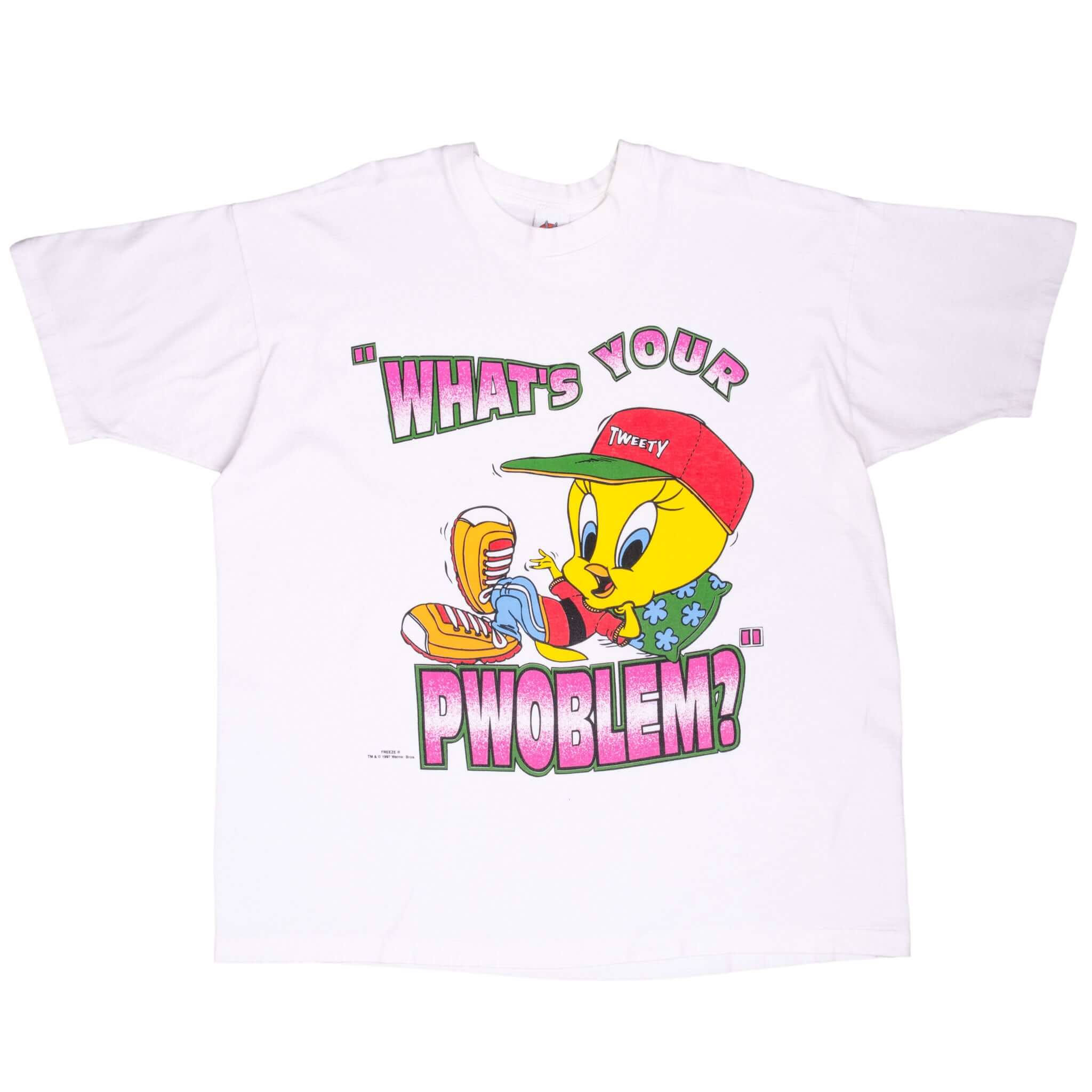 Vintage Looney Tunes Tweety Whats Your Pwoblem 1997 Tee Shirt Size 3XL Made In USA With Single Stitch Sleeves