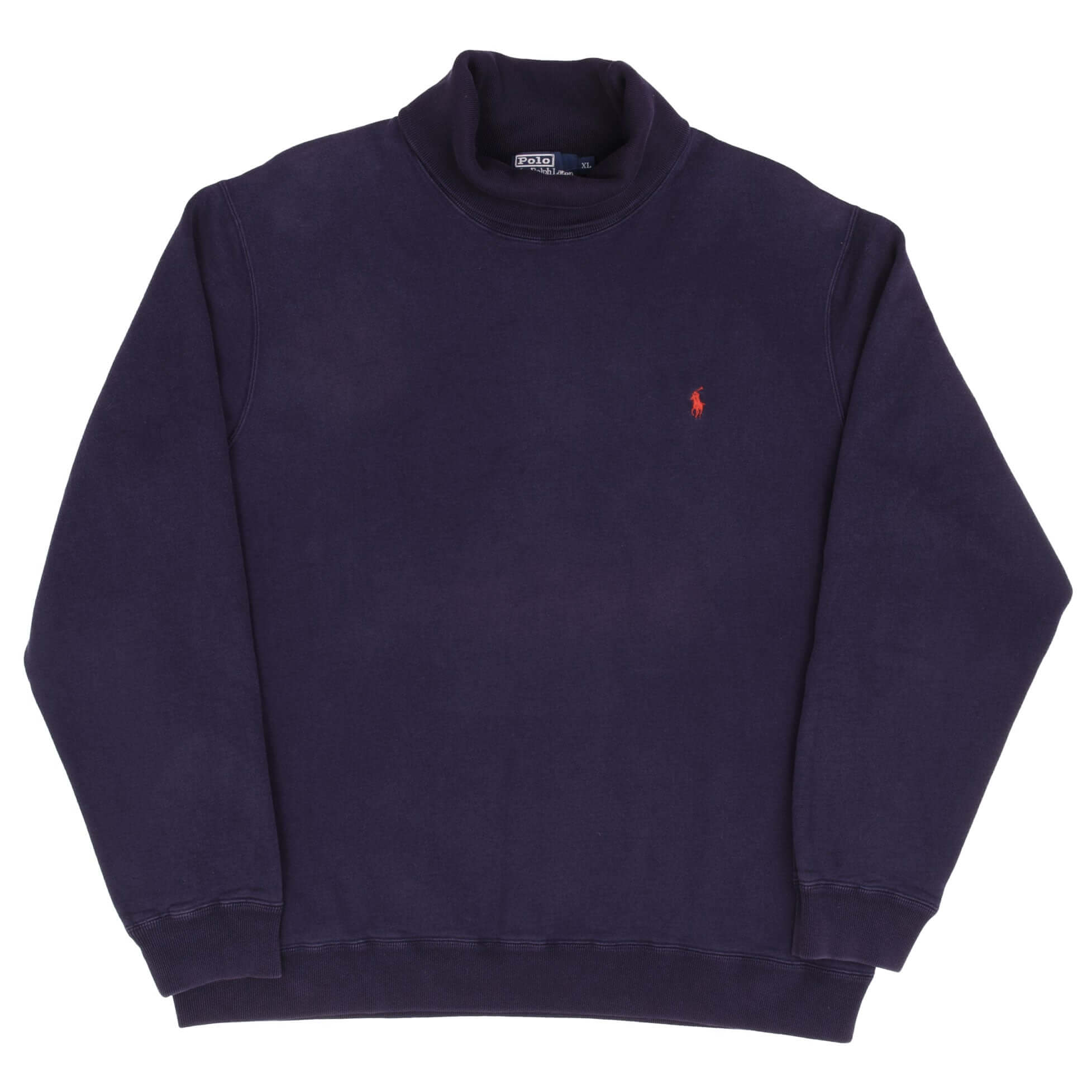Vintage Polo Ralph Lauren Classic Navy Blue Turtle Neck Sweatshirt Size XL 1990S