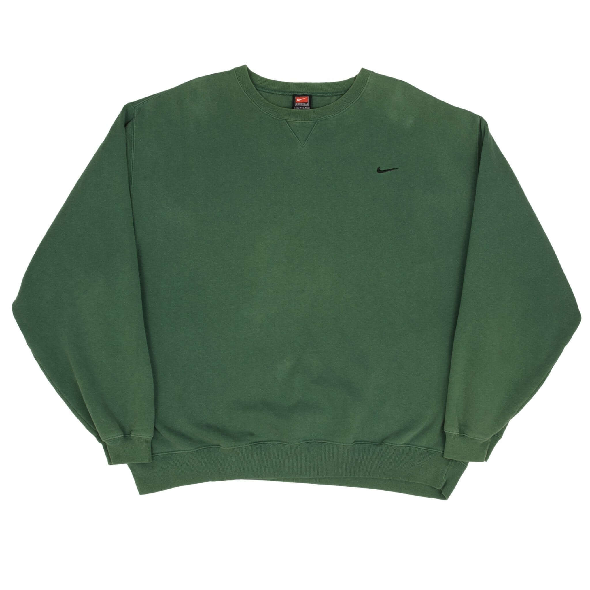 Vintage Nike Swoosh Green Crewneck Sweatshirt 1990S Size 2XL