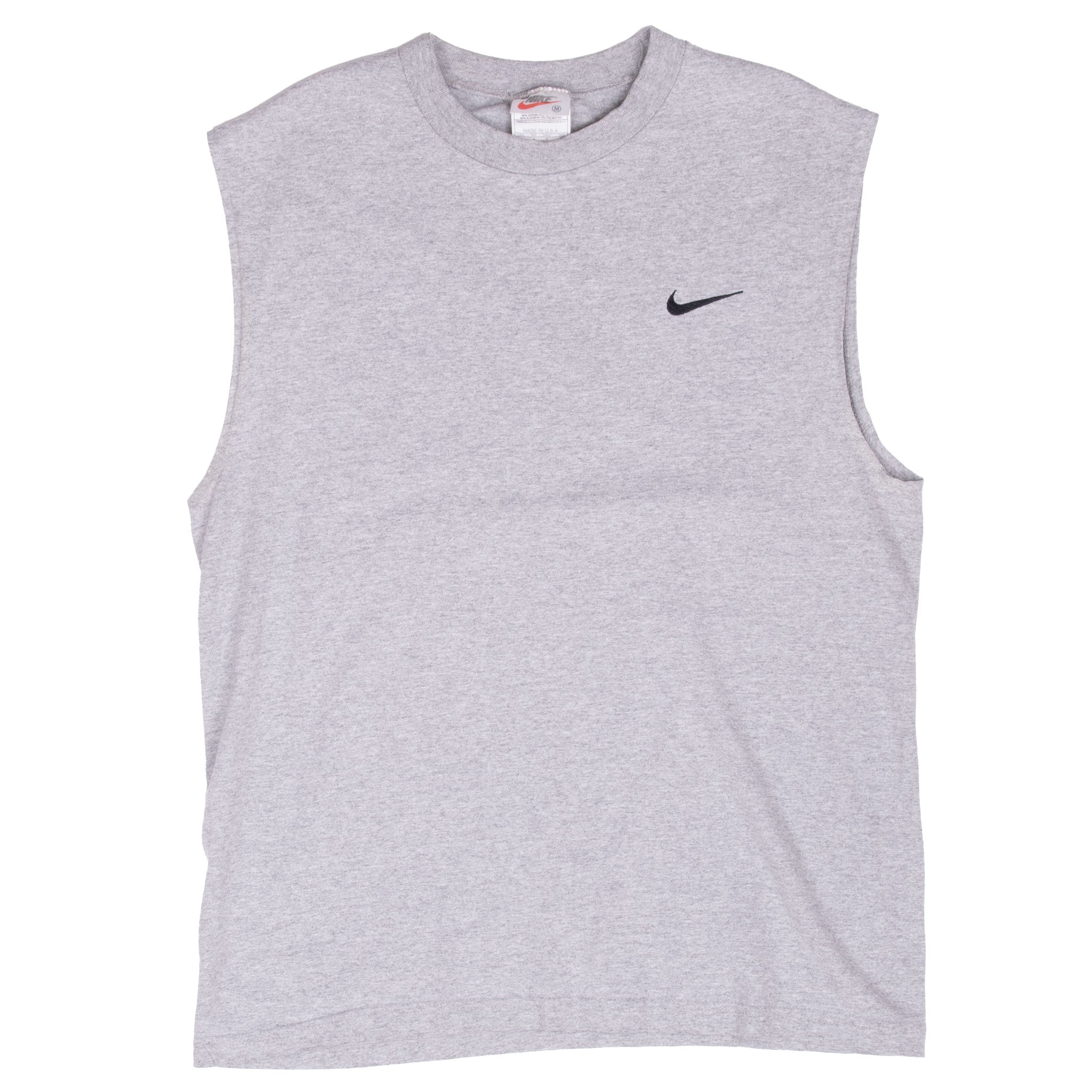 Vintage Nike Classic Swoosh Gray Tank Top Tee Shirt 1990S Size Medium Made In Usa