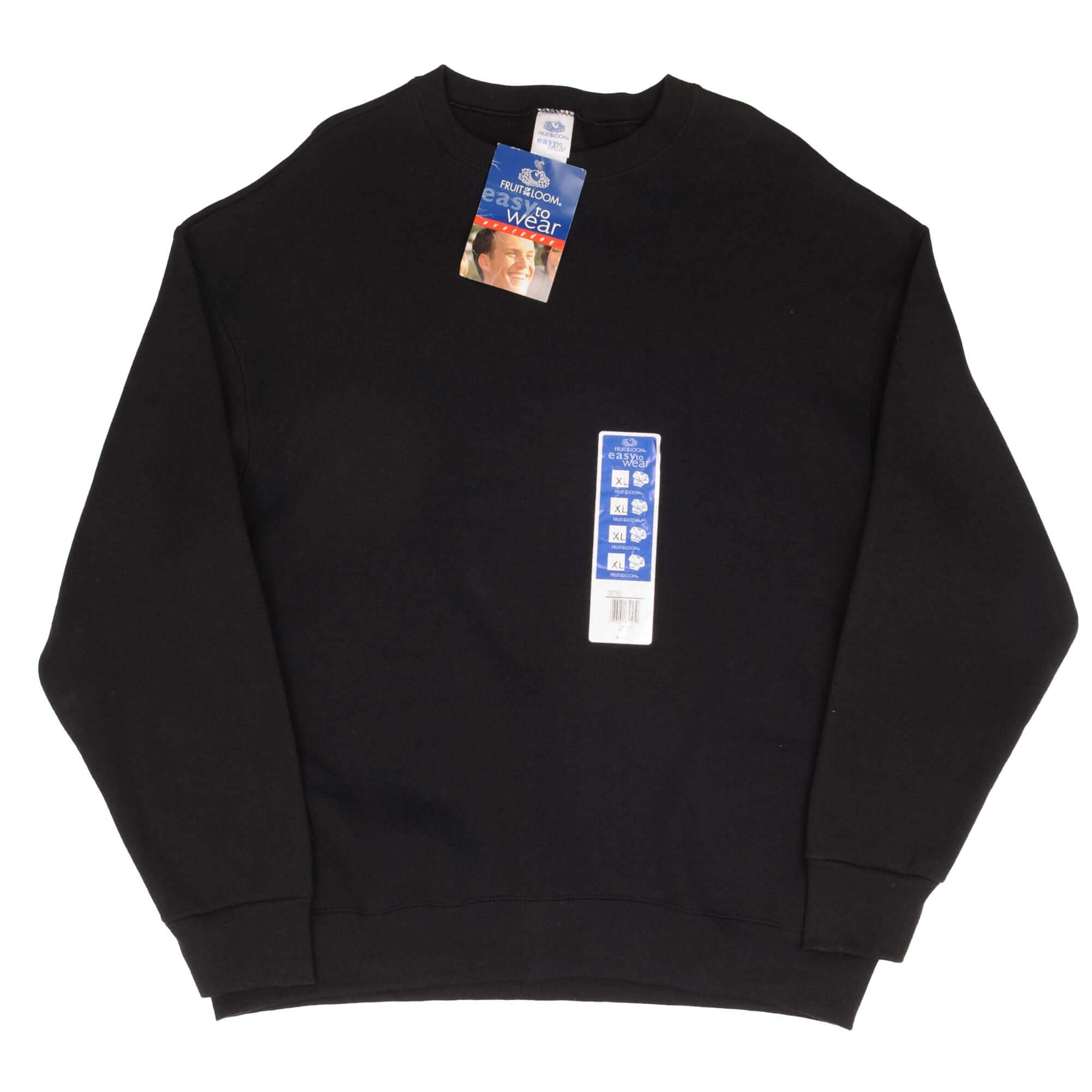 Vintage Fruit Of The Loom Blank Black Crewneck Sweatshirt 1999 Size XL Deadstock