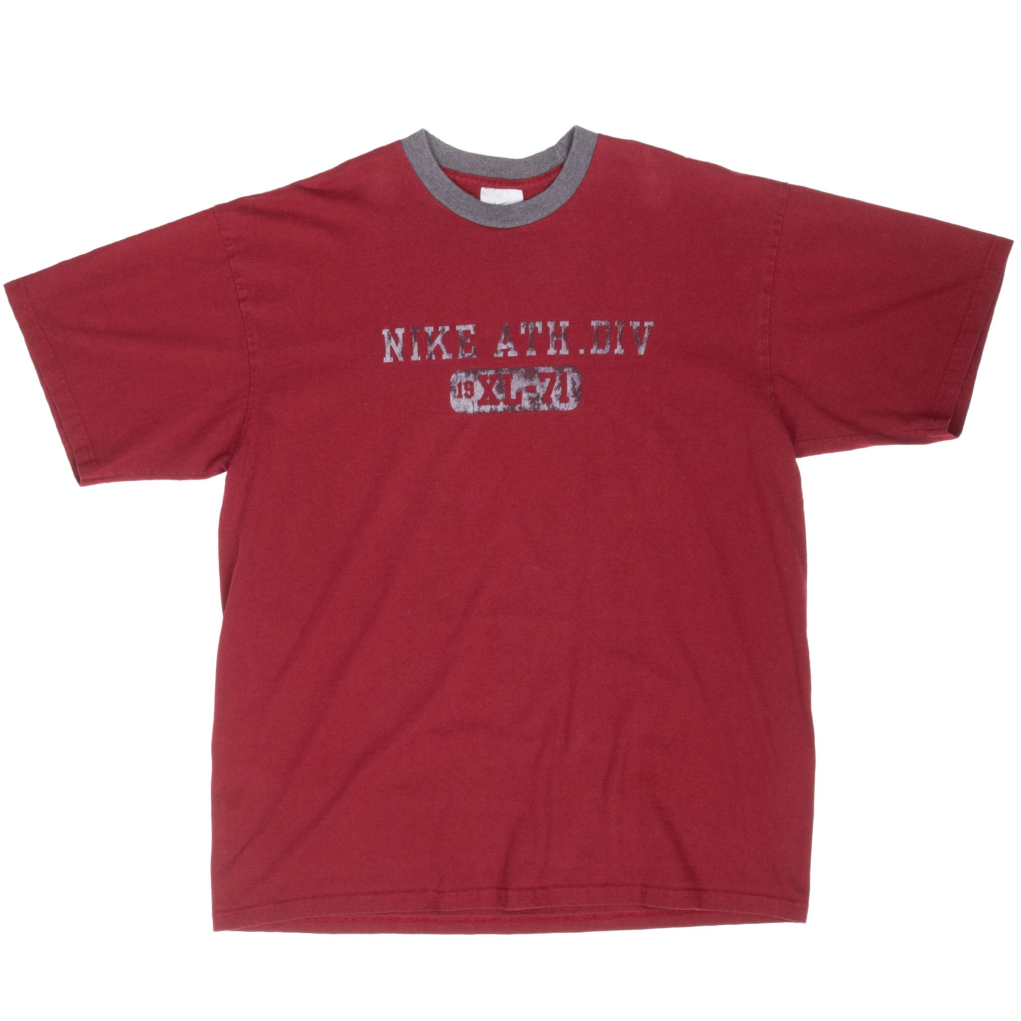 Vintage Nike Athletics Burgundy Tee Shirt 2000S Size Large Made In Usa