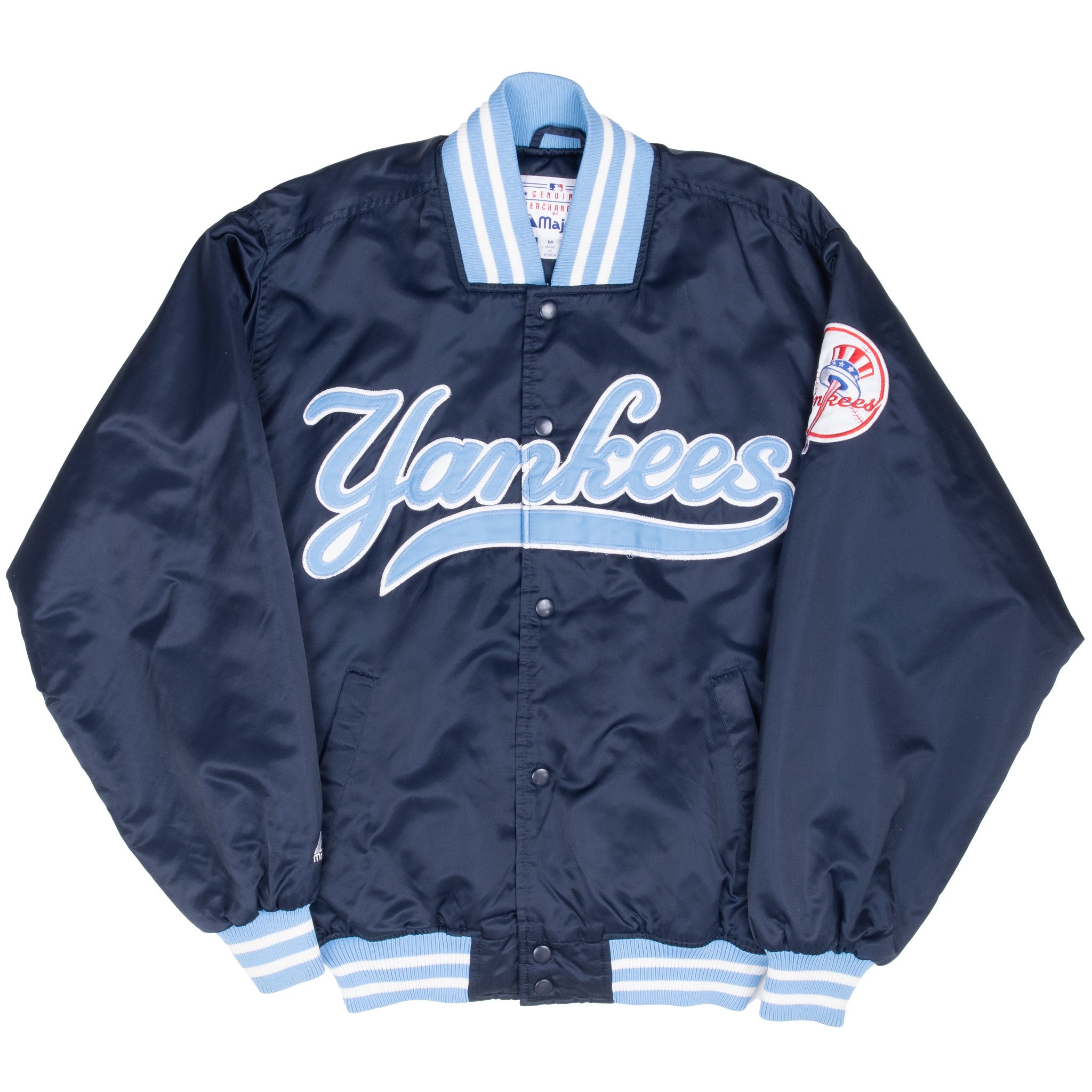 Vintage Mlb New York Yankees 1990S Majestic Bomber Satin Jacket Size Medium