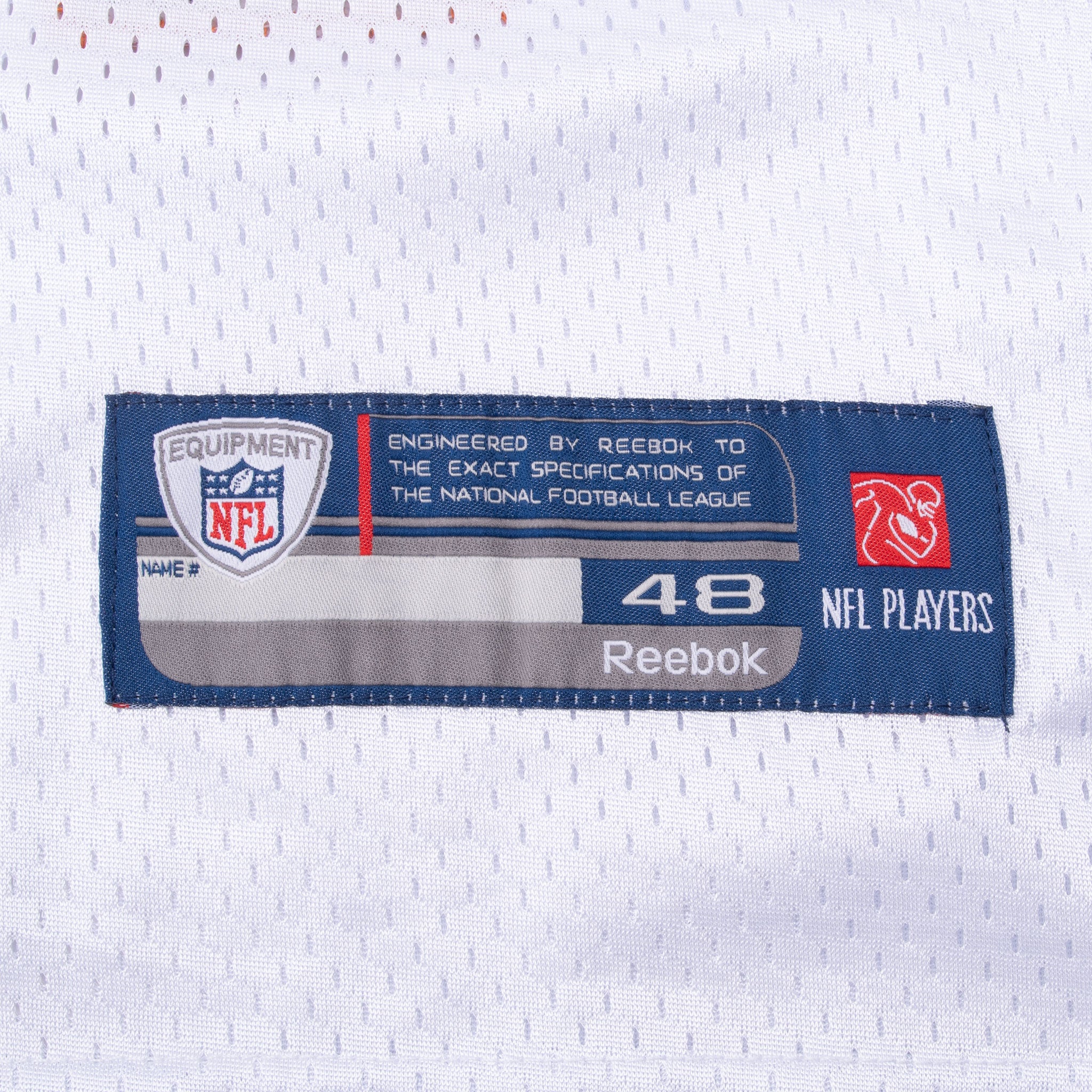 Reebok NFL Players size 48 hem patch on white mesh jersey
