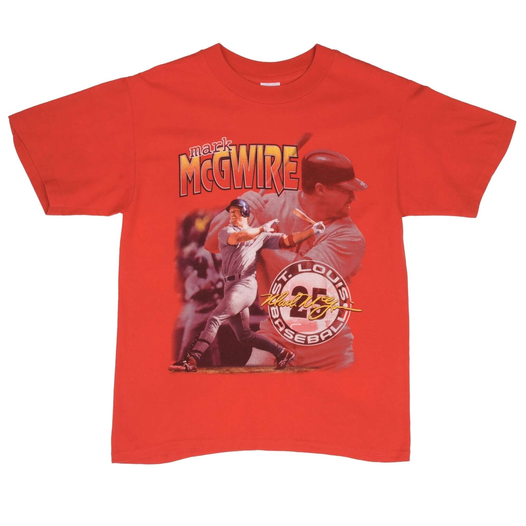 Vintage MLB St. Louis Cardinals Mark McGwire 1990S Tee Shirt Size Medium Made In USA With Single Stitch Sleeves.
