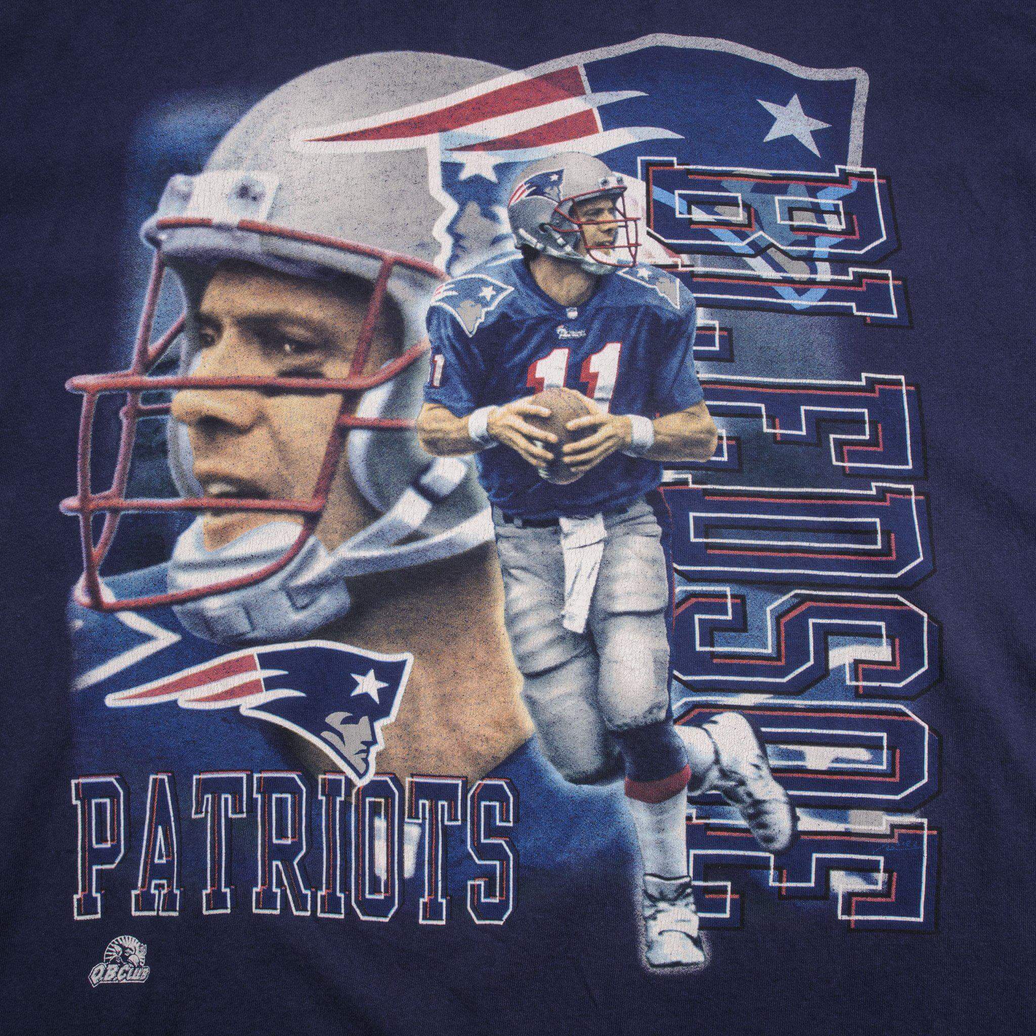 VINTAGE NFL NEW ENGLAND PATRIOTS DREW BLEDSOE TEE SHIRT SIZE 2XL MADE IN USA