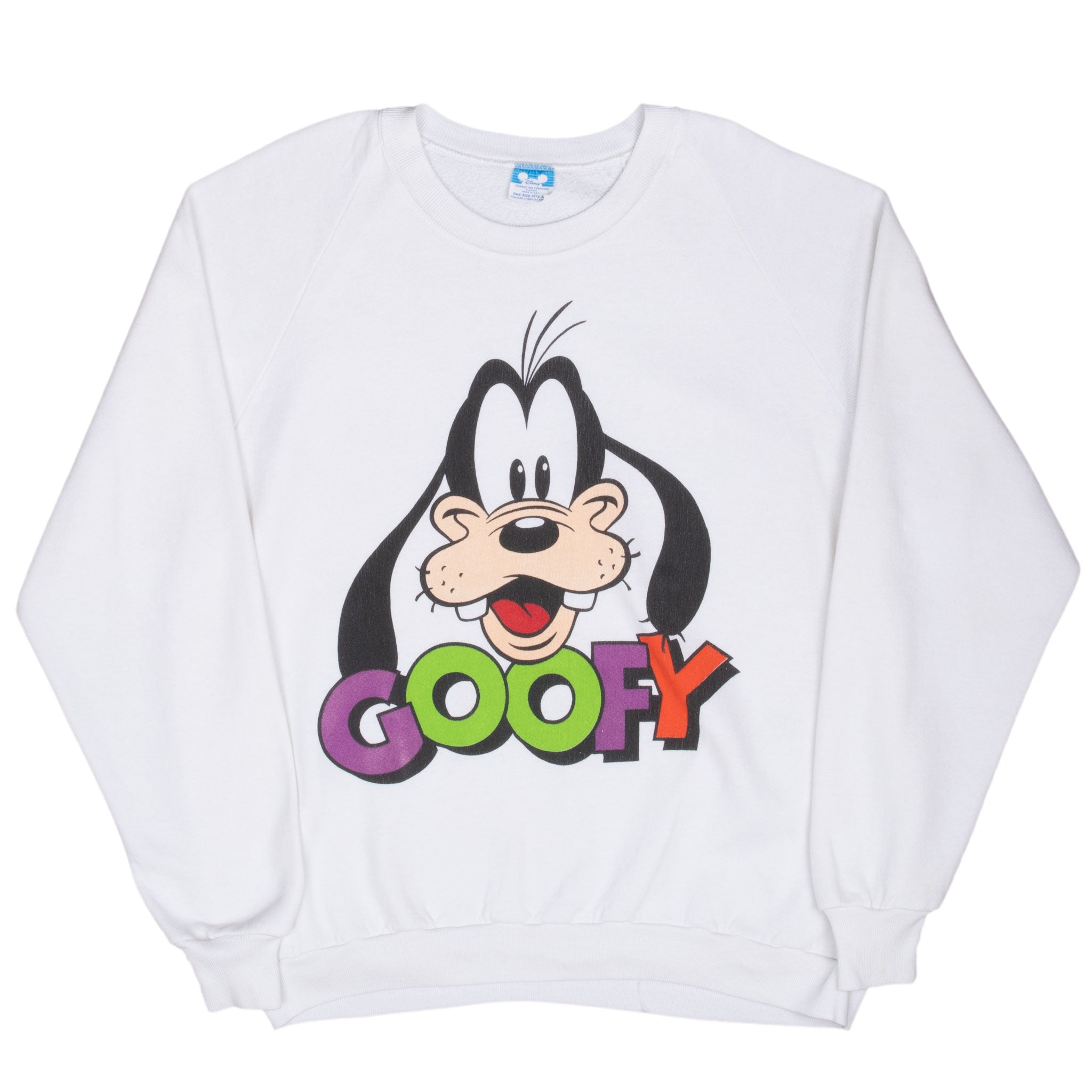 VINTAGE DISNEY GOOFY WHITE SWEATSHIRT 1990S LARGE MADE IN USA