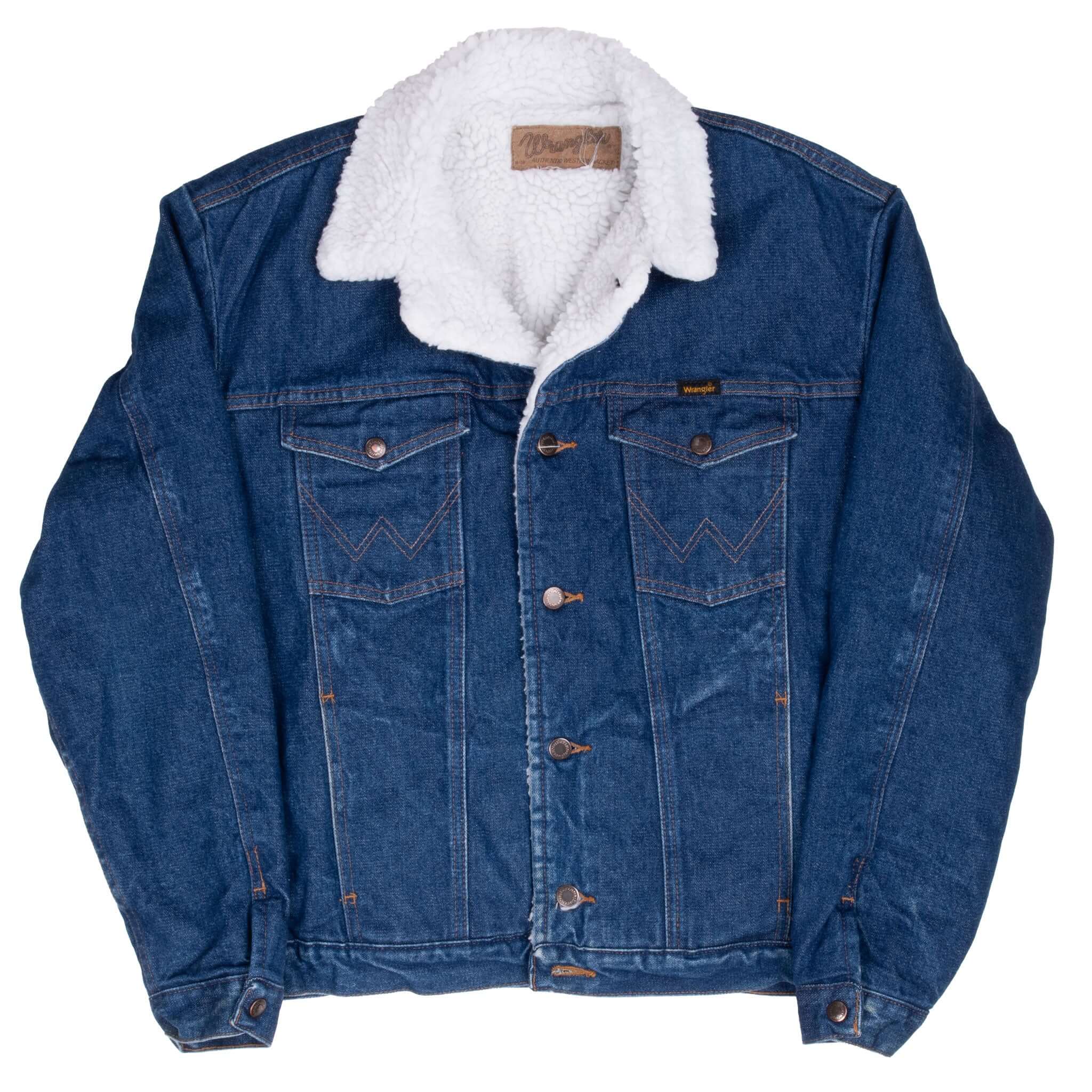 Vintage Wrangler Sherpa Liner Denim Trucker Jacket 1970S Size Large