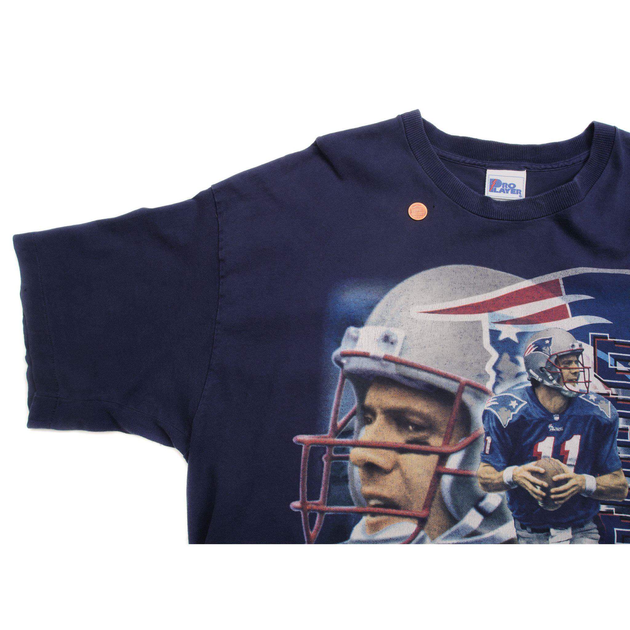 VINTAGE NFL NEW ENGLAND PATRIOTS DREW BLEDSOE TEE SHIRT SIZE 2XL MADE IN USA