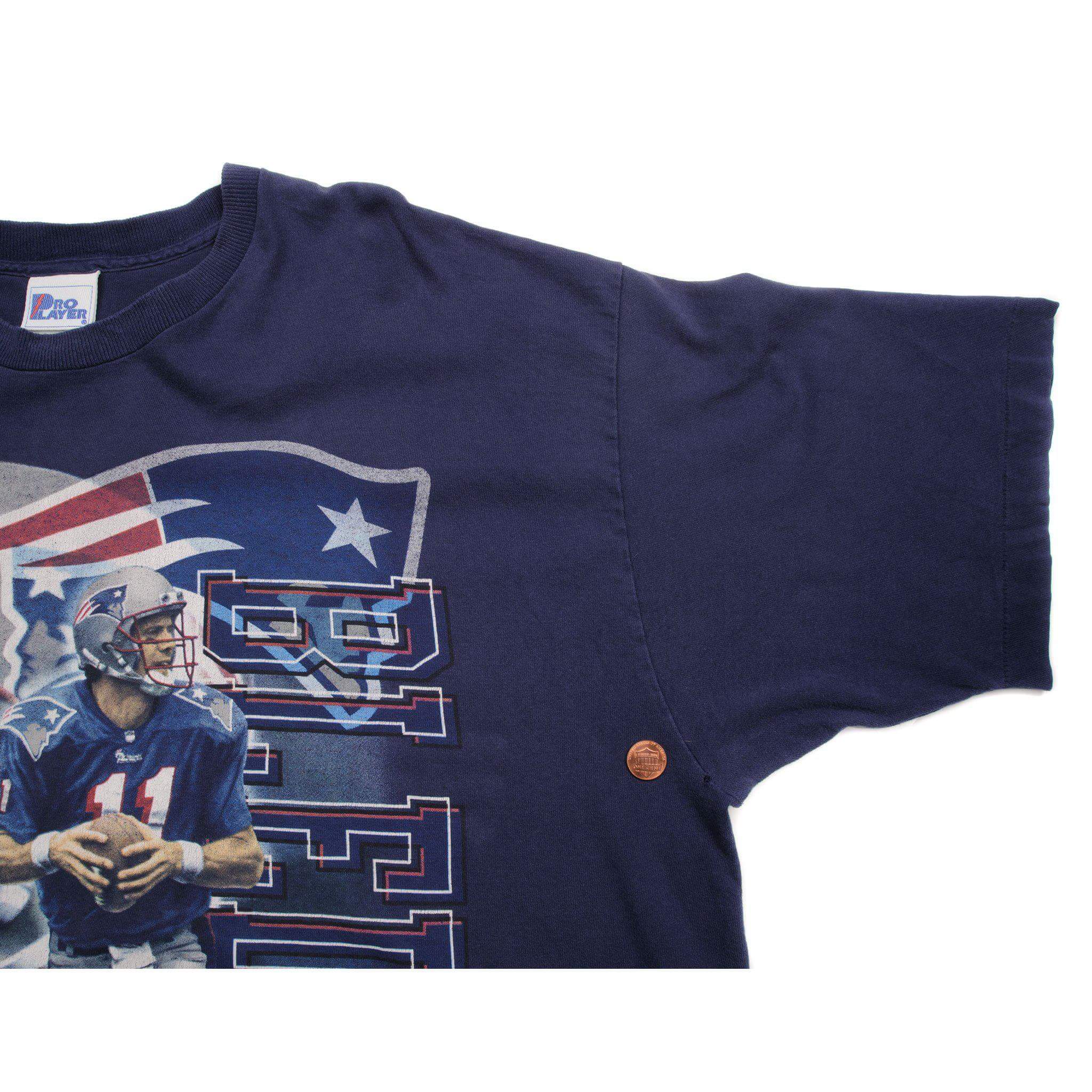 VINTAGE NFL NEW ENGLAND PATRIOTS DREW BLEDSOE TEE SHIRT SIZE 2XL MADE IN USA