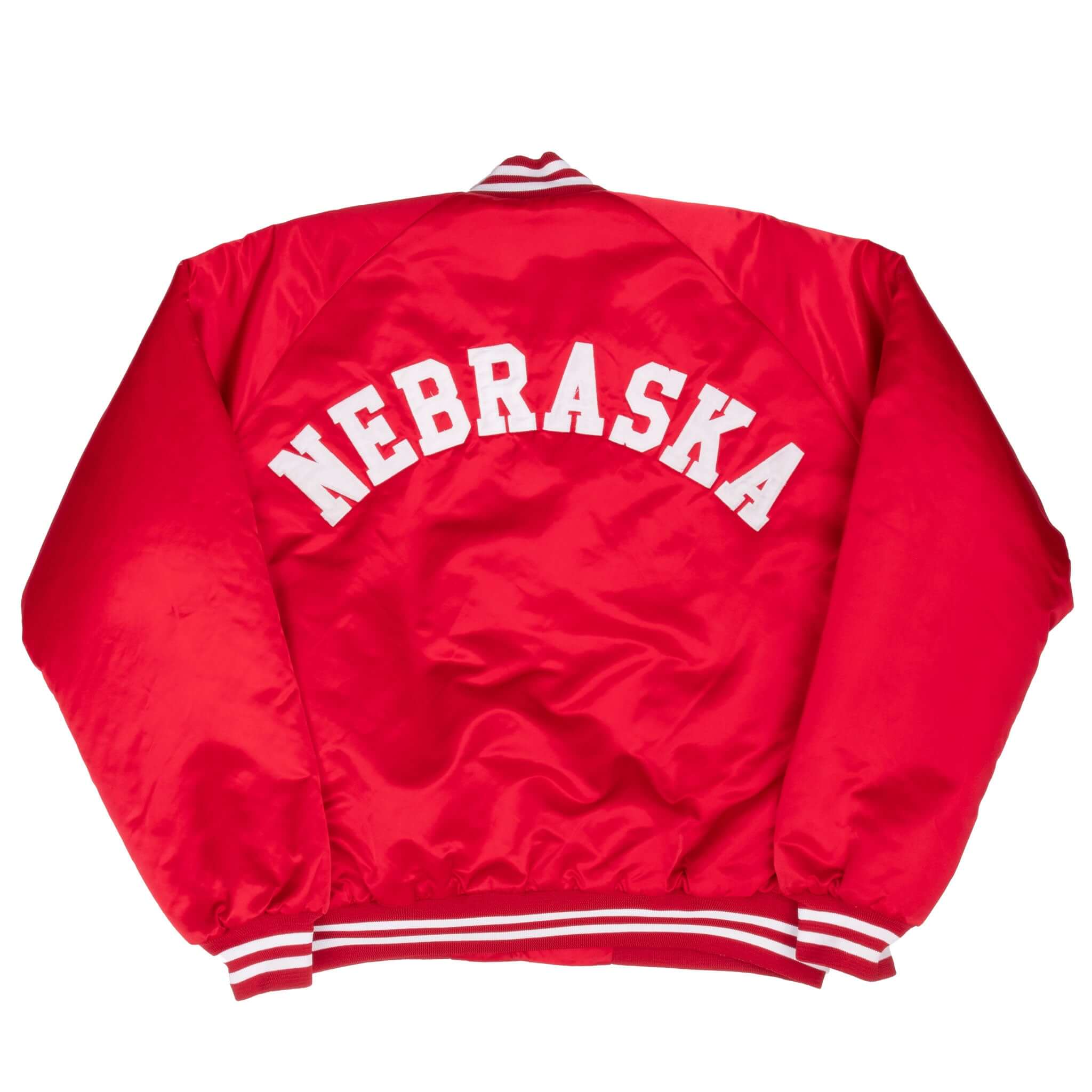 Vintage Ncaa Nebraska Satin Chalk Line Bomber Jacket 1990S Size XL