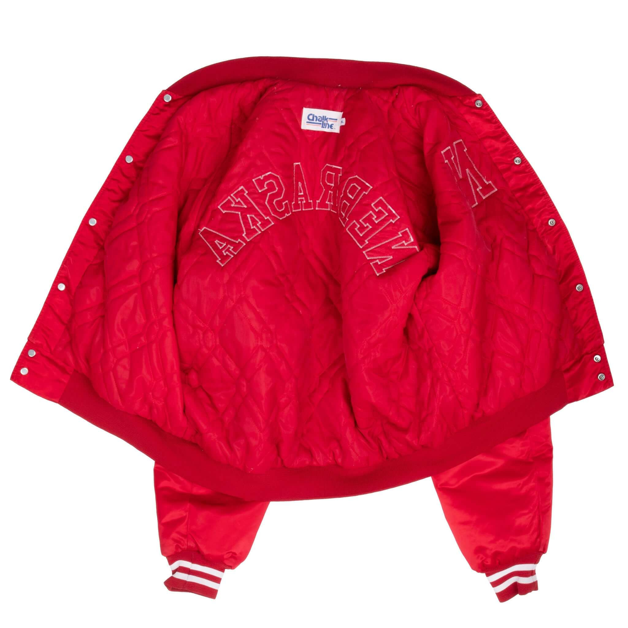 Vintage Ncaa Nebraska Satin Chalk Line Bomber Jacket 1990S Size XL
