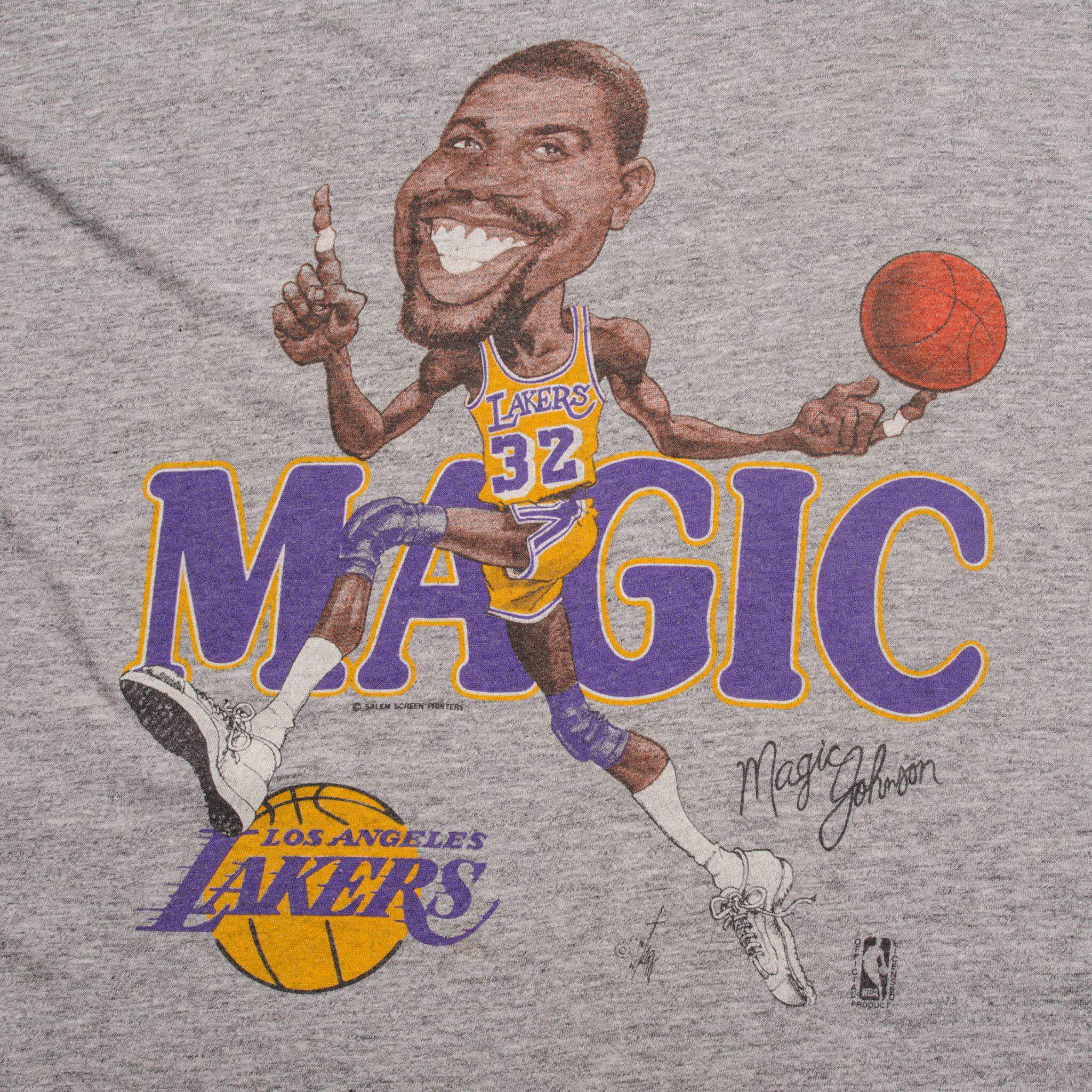 VINTAGE NBA LA LAKERS MAGIC JOHNSON TEE SHIRT SIZE MEDIUM MADE IN USA