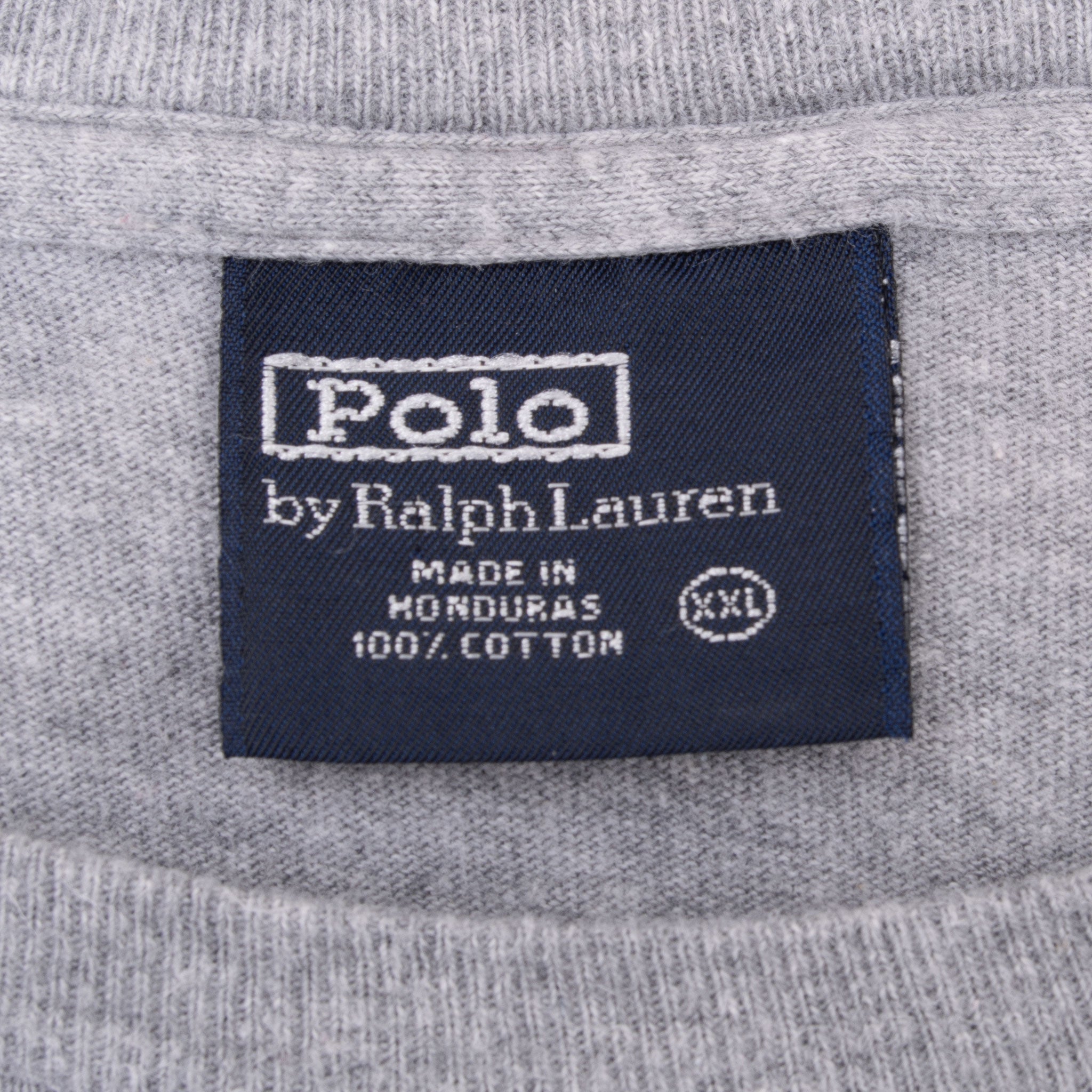 Polo by Ralph Lauren XXL neck label on gray shirt
