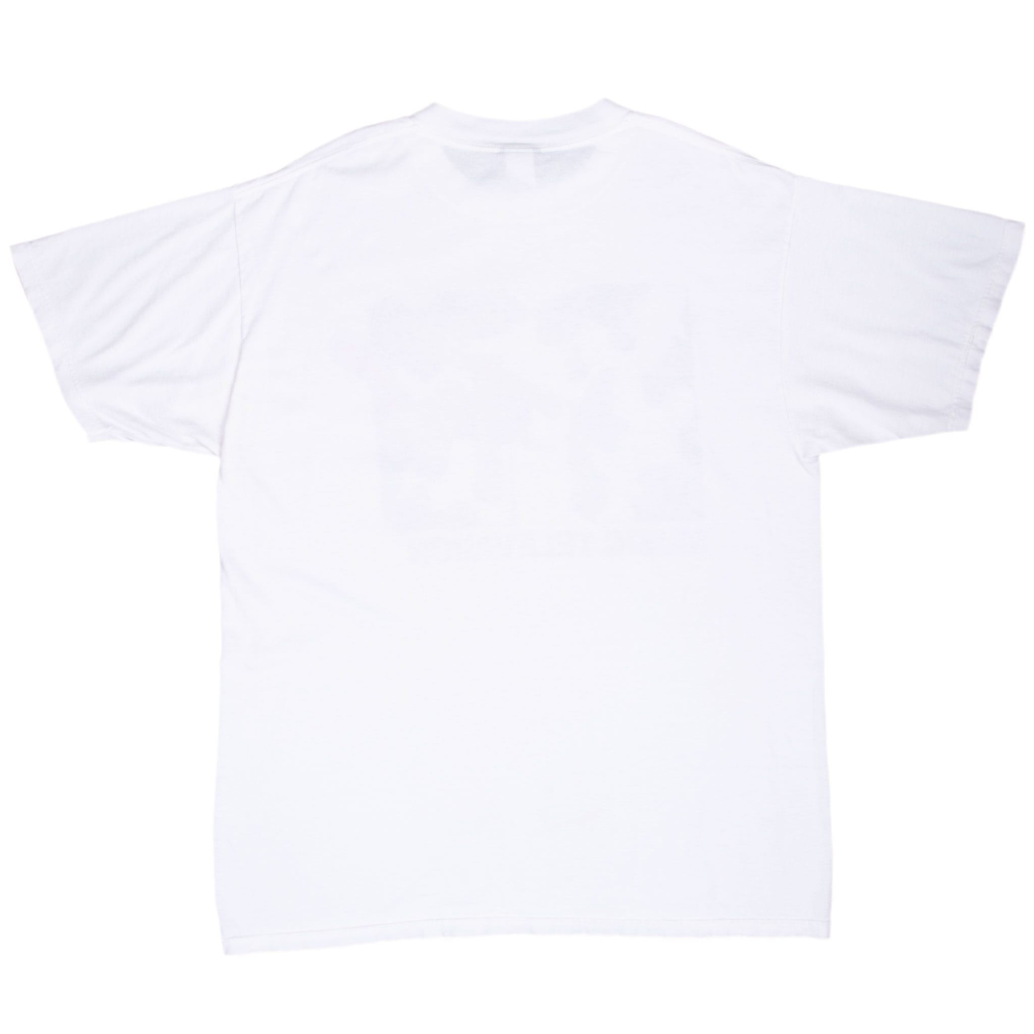 Back of plain white MTV short-sleeve T-shirt