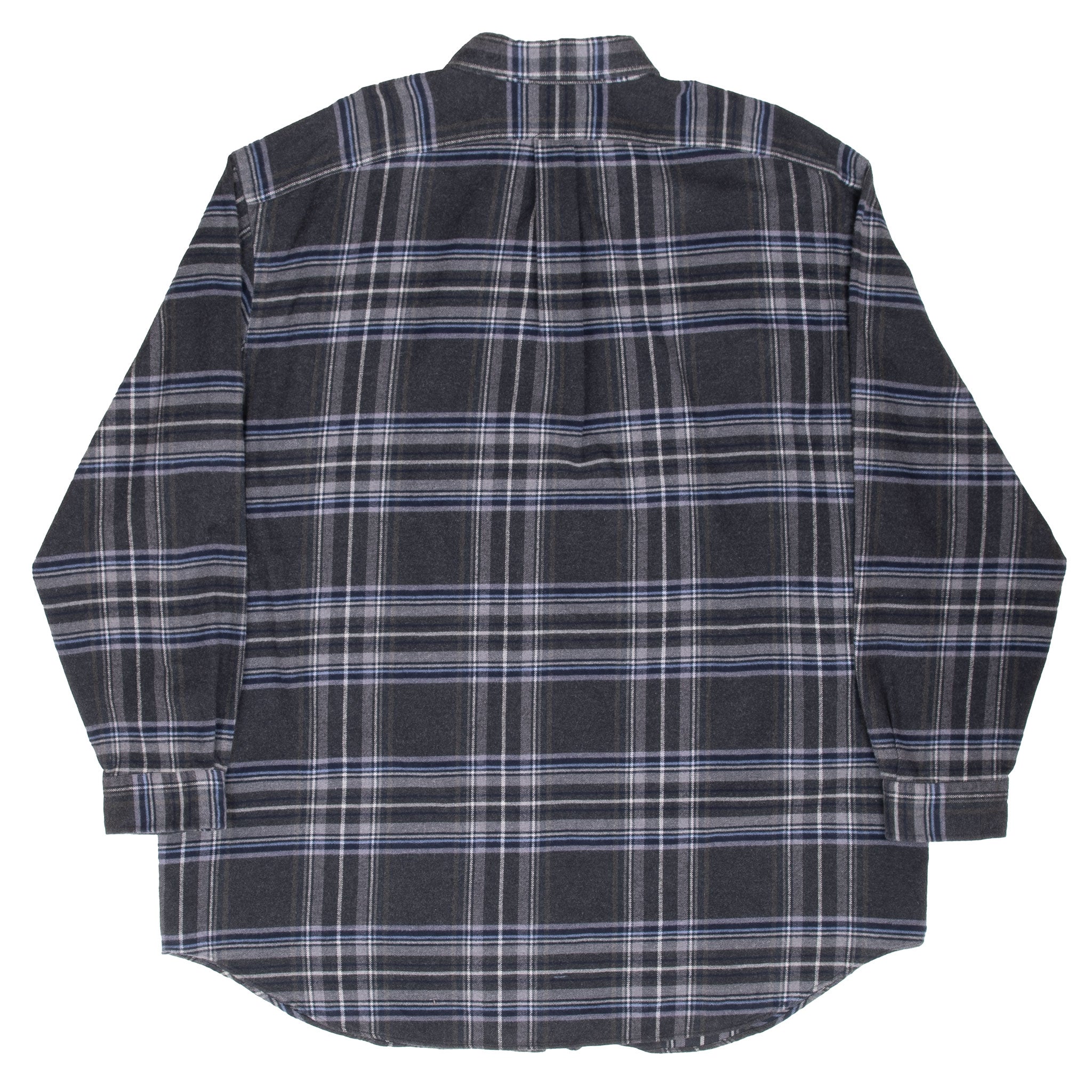 Vintage Ralph Lauren Grey Blue Plaid Checker Flannel Shirt 1990S Size 2Xl Tall