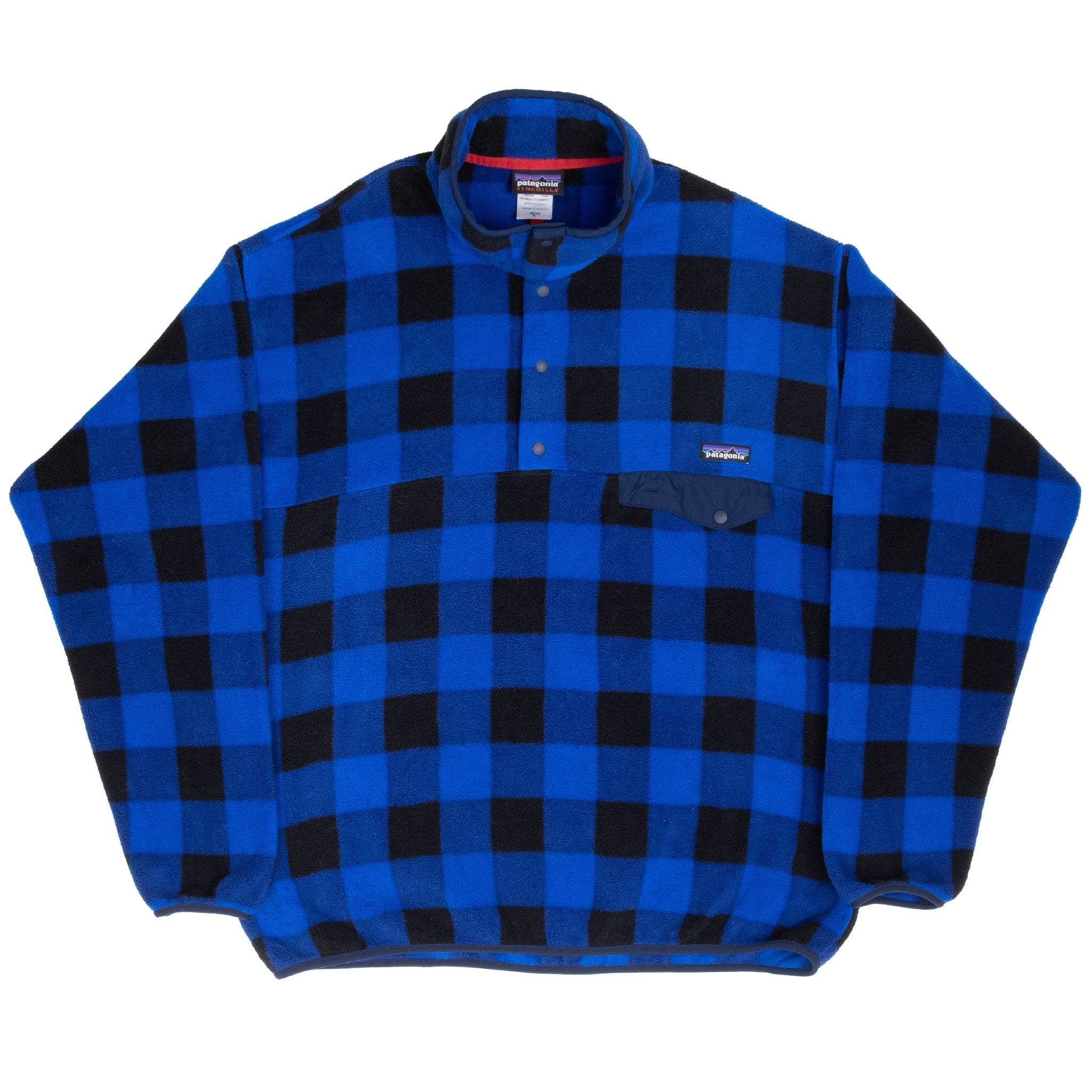 Vintage Patagonia Snap T Synchilla Blue Plaid Pullover Fleece Jacket 2000S Size XL
STY25580