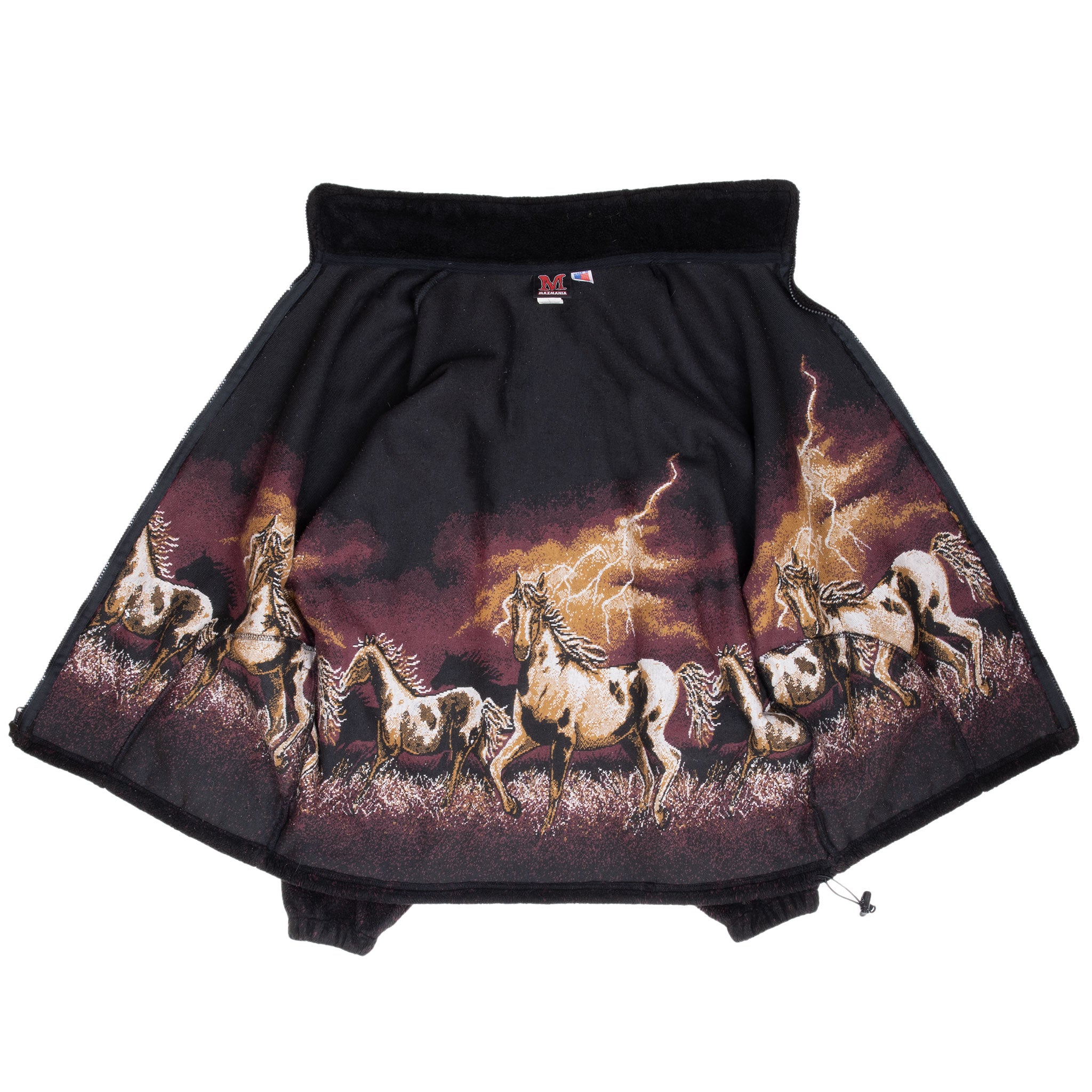 Vintage Animal Print Wild Horses Fleece Jacket 1990S Size Large Made In Usa