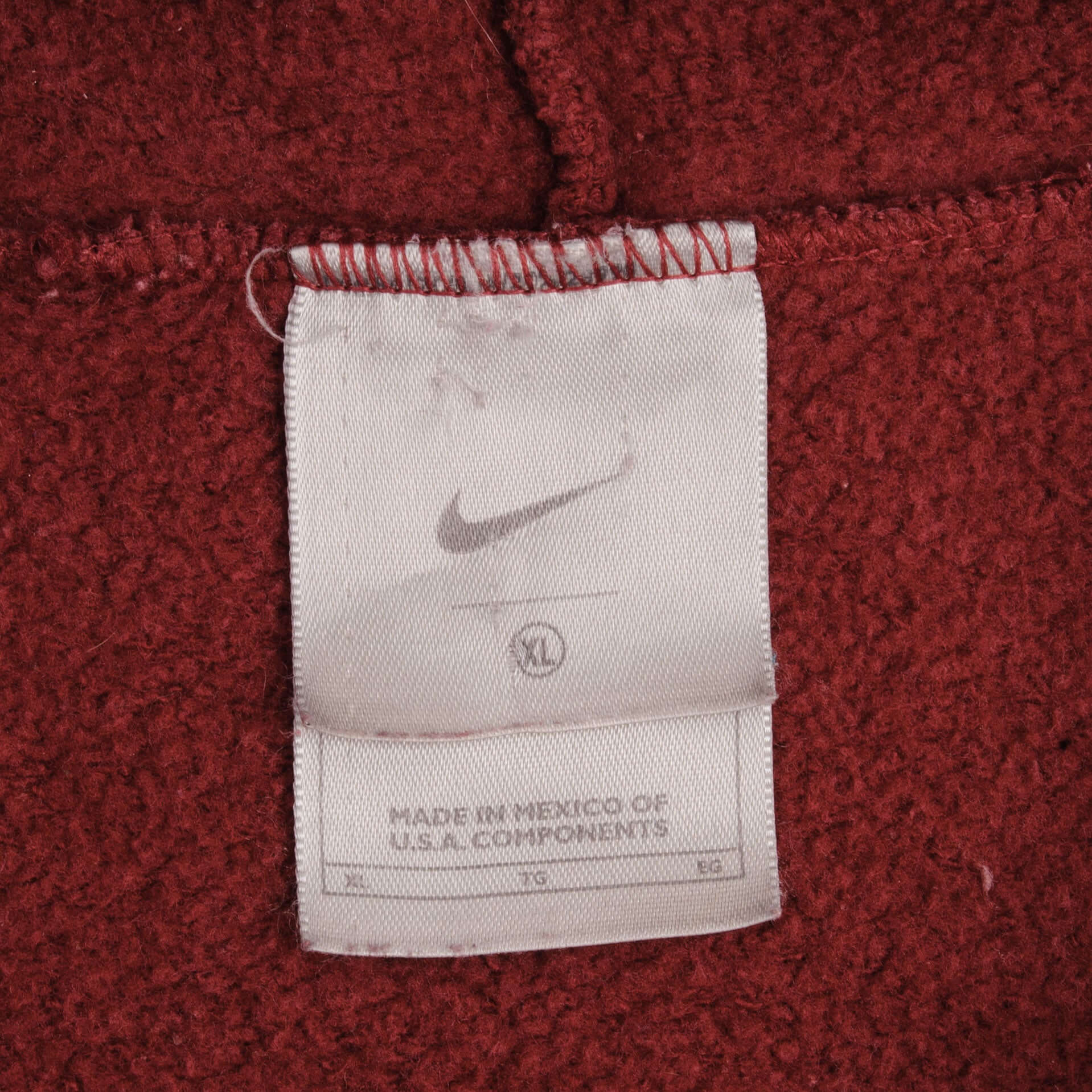 Vintage Nike Middle Swoosh Travis Scott Burgundy Hoodie Sweatshirt 2000S Size XL