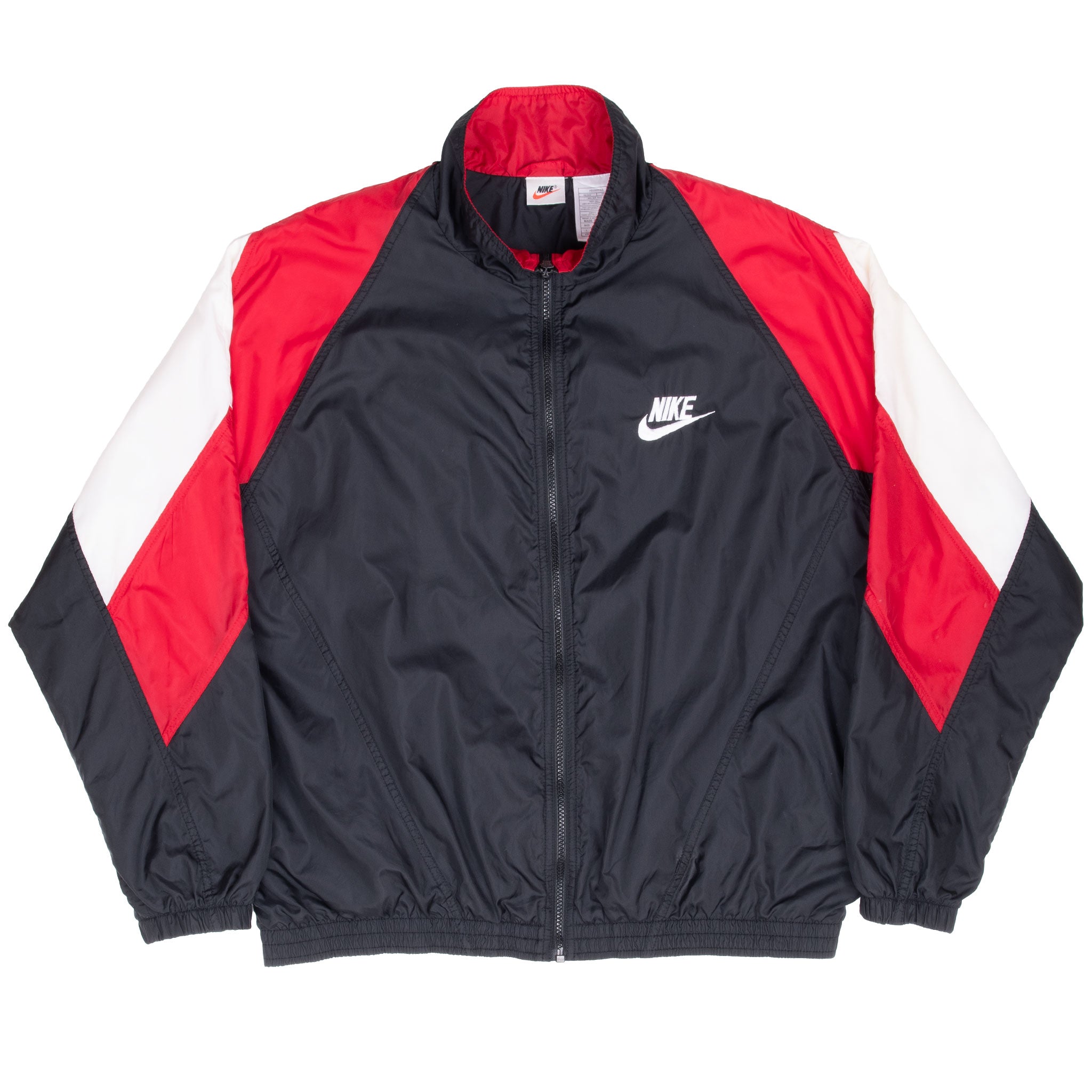 Vintage Nike Big Swoosh Black Red White Windbreaker Jacket 1990S Size Large