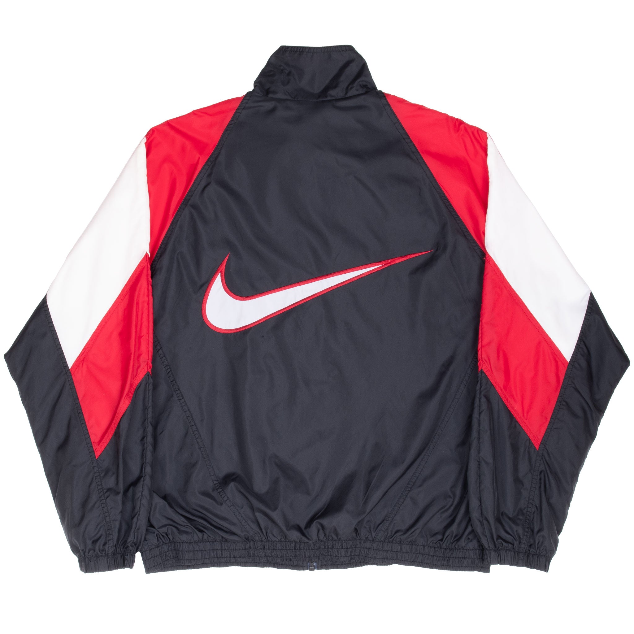 Vintage Nike Big Swoosh Black Red White Windbreaker Jacket 1990S Size Large