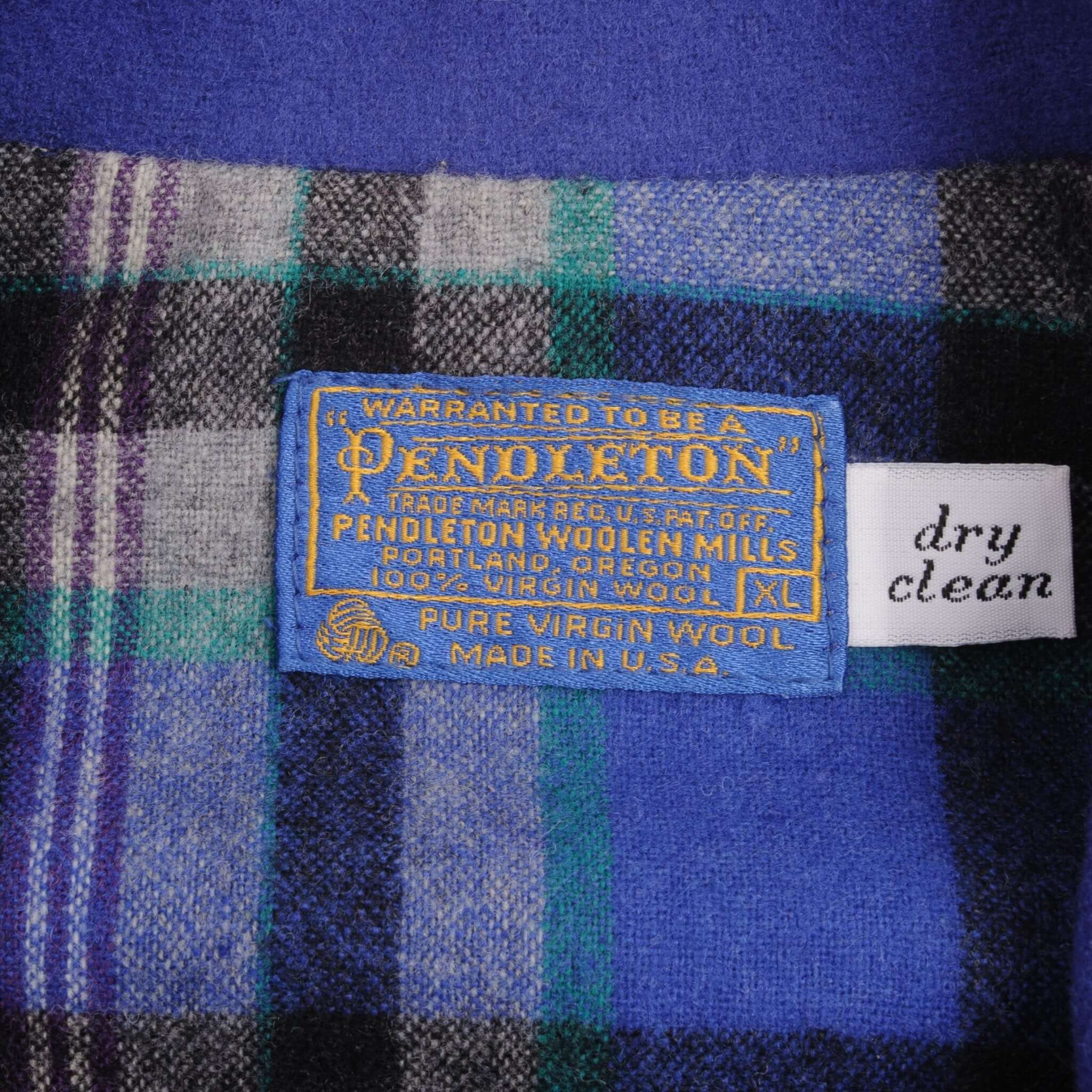 Vintage Pendleton Woolen Mills Blue Jacket 1990S Size XL Made In USA