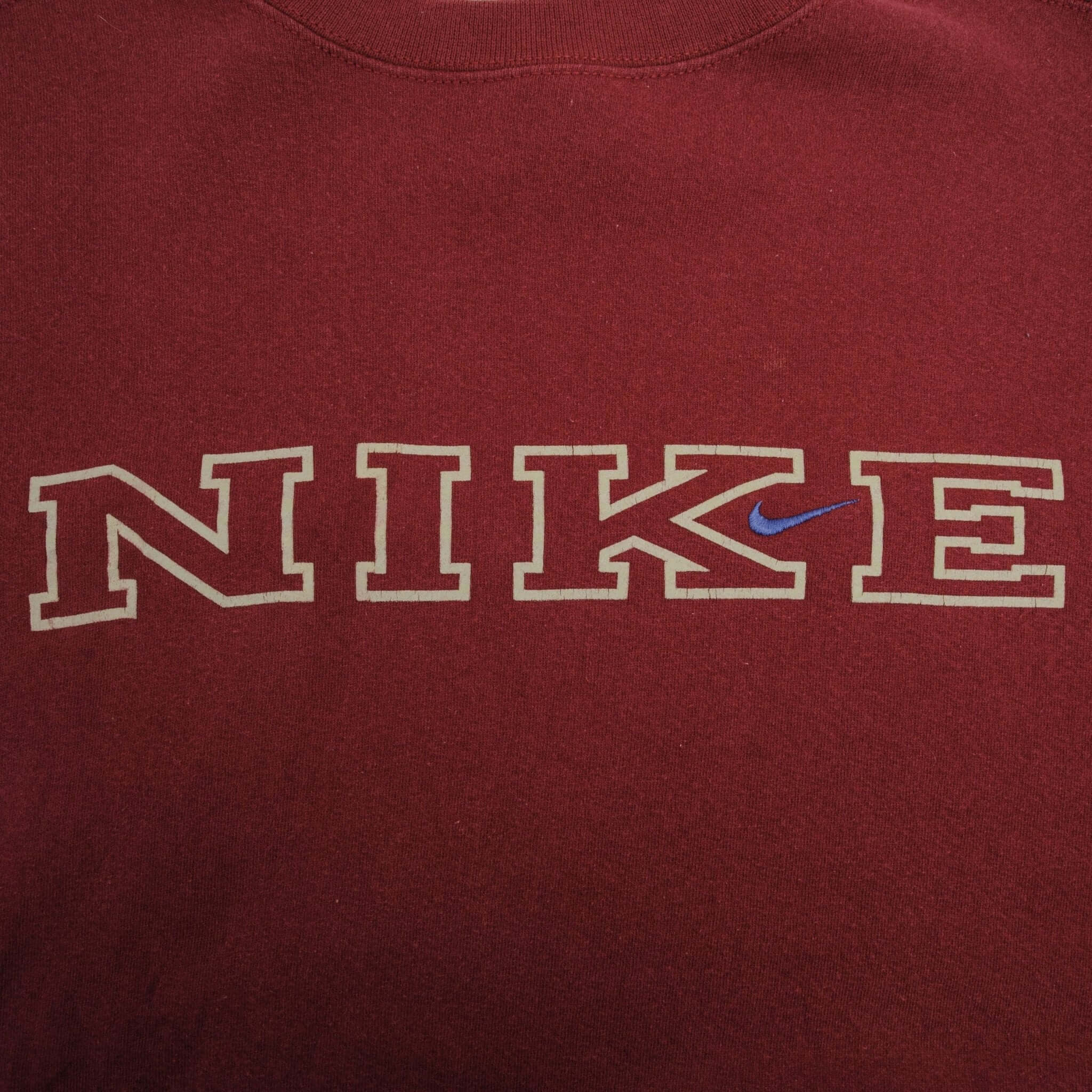 Vintage Nike Spellout Swoosh Burgundy Sweatshirt 1990S 2XL Made In USA