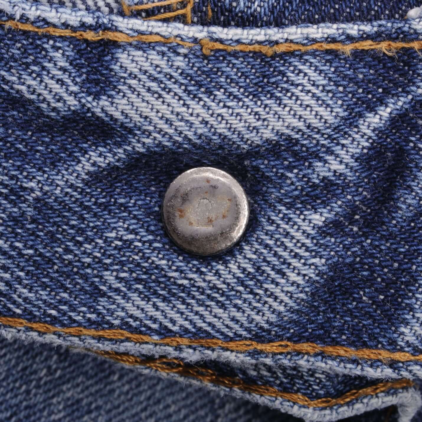 Beautiful Indigo Levis 517 Jeans With Single Stitch Made in USA with Medium Blue Wash Size 40x29 Back button #2 Zip: Talon