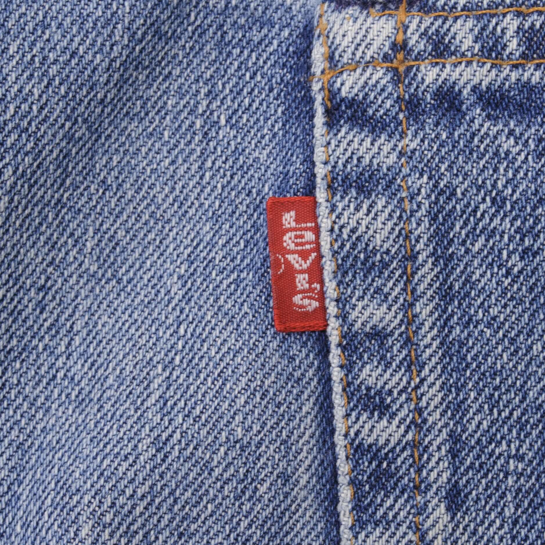 Beautiful Indigo Levis 517 Jeans With Single Stitch Made in USA with Medium Blue Wash Size 40x29 Back button #2 Zip: Talon