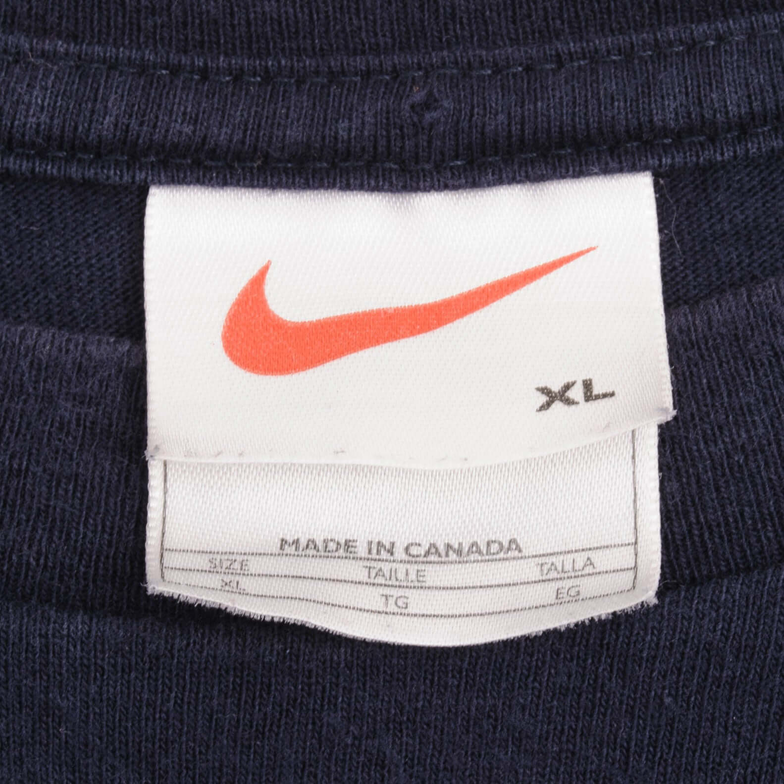 Vintage Nike Navy Classic Swoosh Tee Shirt 1990S Size XL