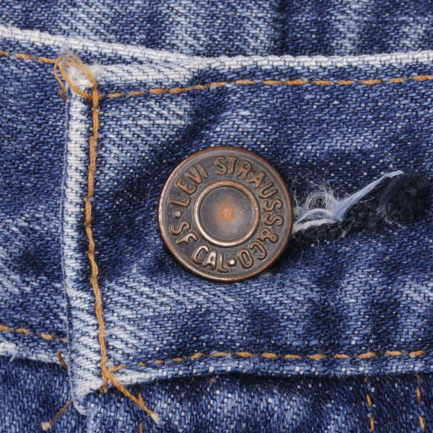 Beautiful Indigo Levis 517 1980s Jeans With Single Stitch Made in USA with Medium Blue Wash Size 42x31 Back button #2 Zip: Talon