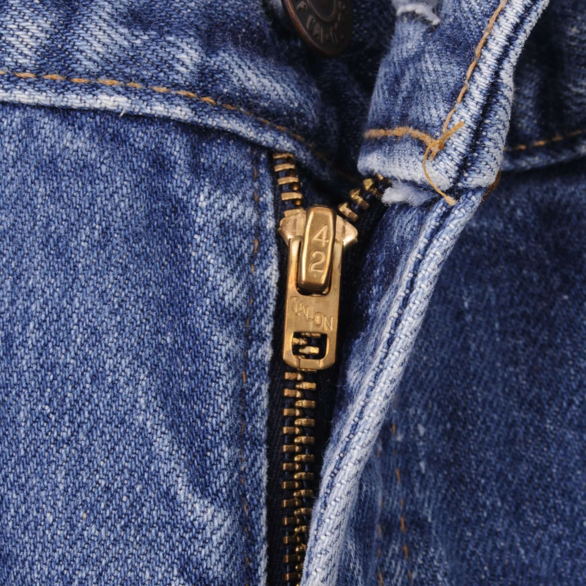 Beautiful Indigo Levis 517 1980s Jeans With Single Stitch Made in USA with Medium Blue Wash Size 42x31 Back button #2 Zip: Talon