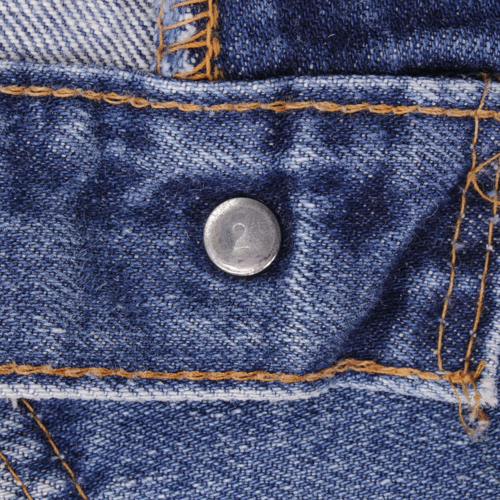 Beautiful Indigo Levis 517 1980s Jeans With Single Stitch Made in USA with Medium Blue Wash Size 42x31 Back button #2 Zip: Talon