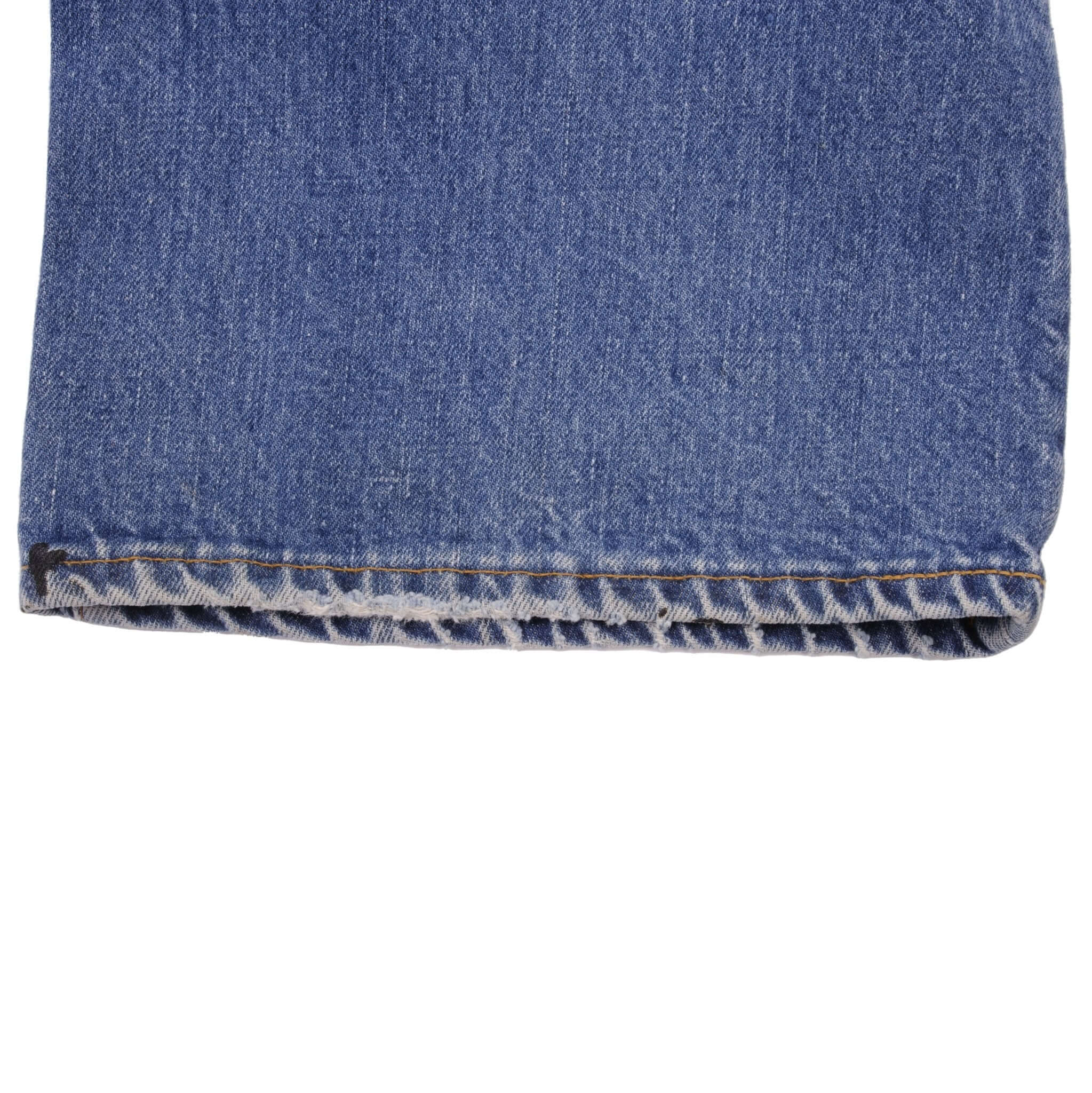 Beautiful Indigo Levis 517 1980s Jeans With Single Stitch Made in USA with Medium Blue Wash Size 42x31 Back button #2 Zip: Talon