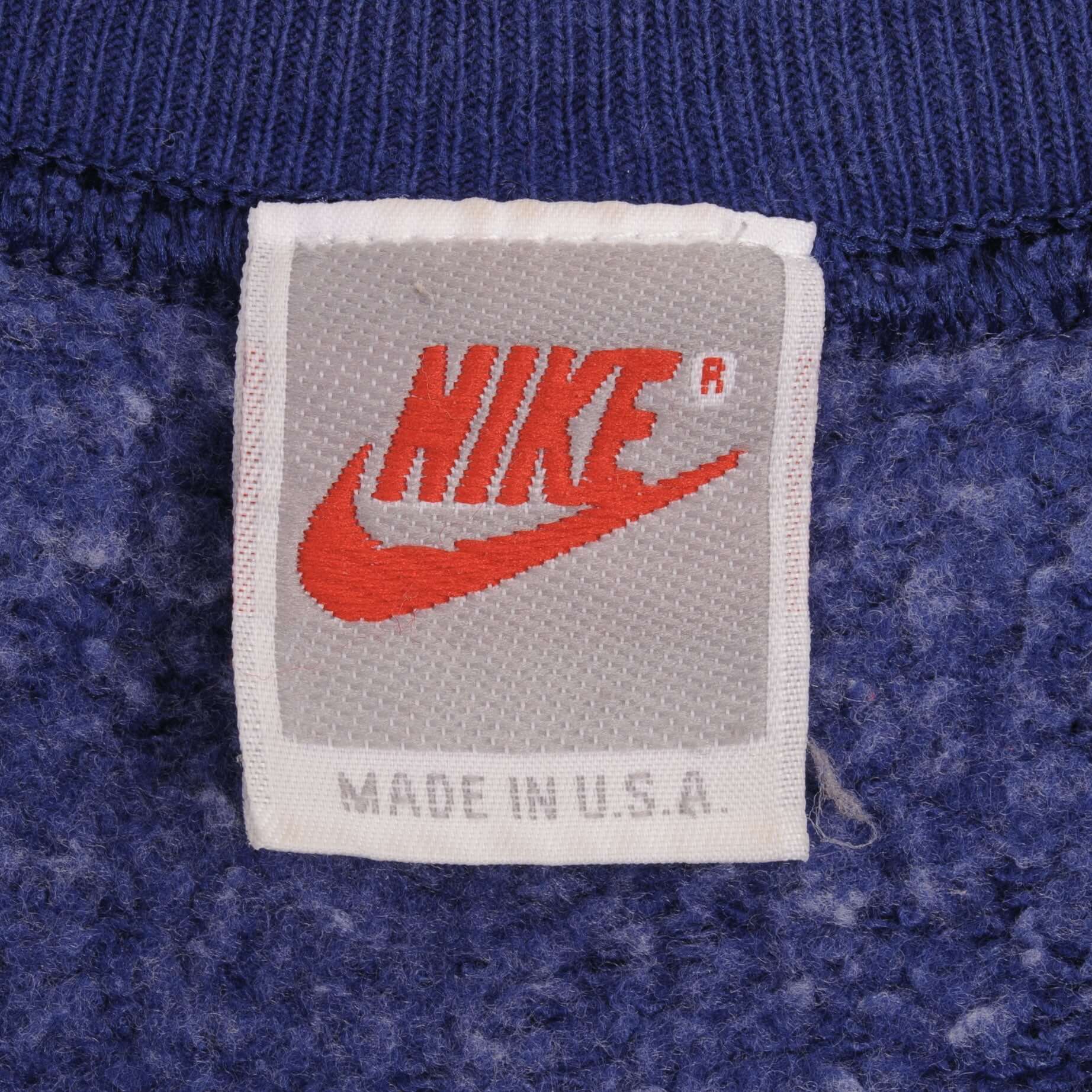 Vintage Nike Big Swoosh Navy Blue Sweatshirt Early 1990S Size XL Made In USA